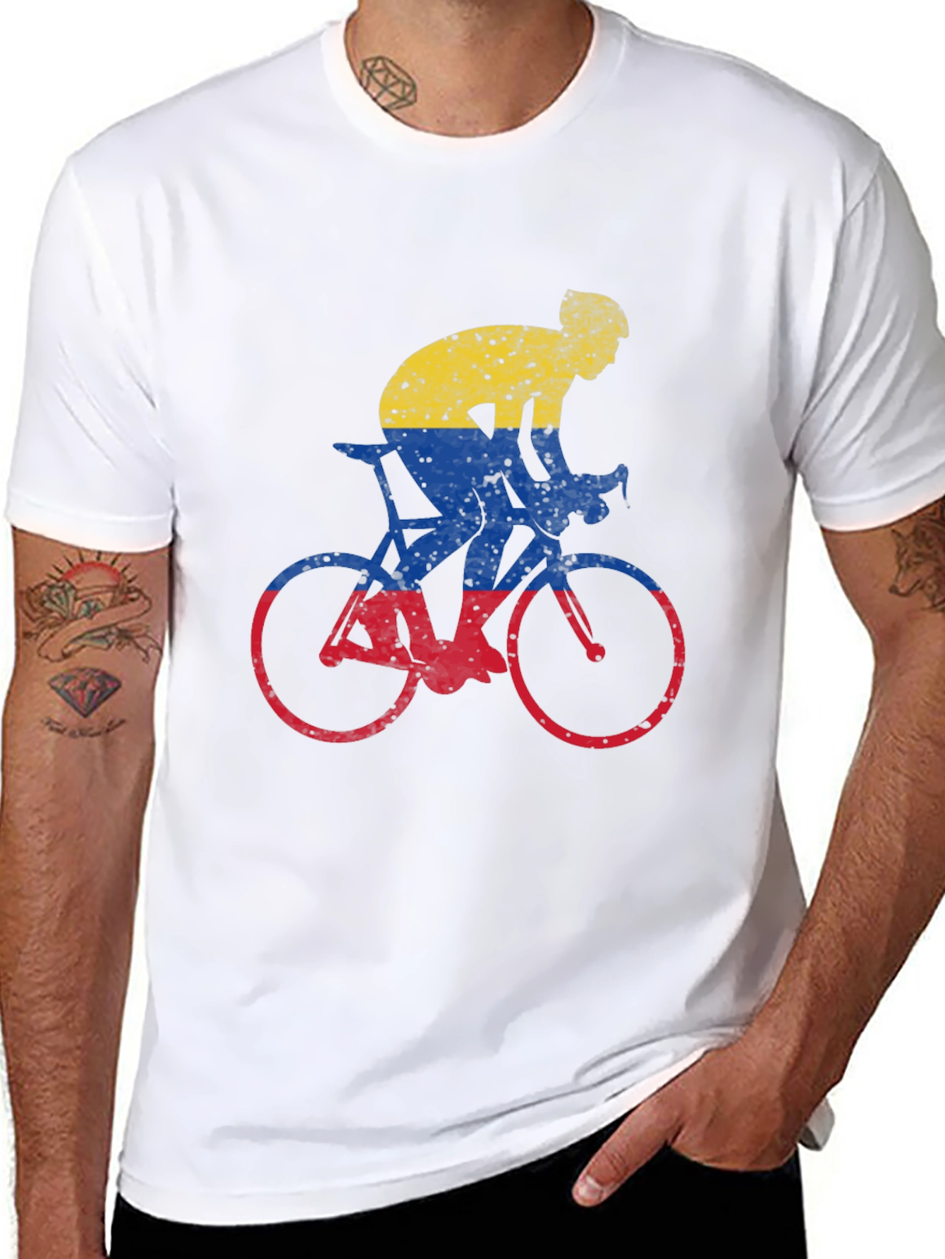 Colombia Flag Cycling Graphic T-Shirt