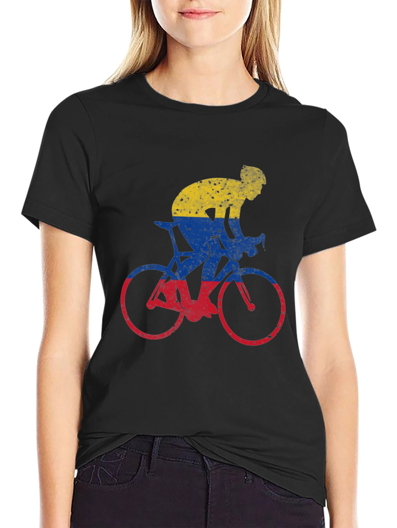 Colombia Flag Cycling Graphic T-Shirt