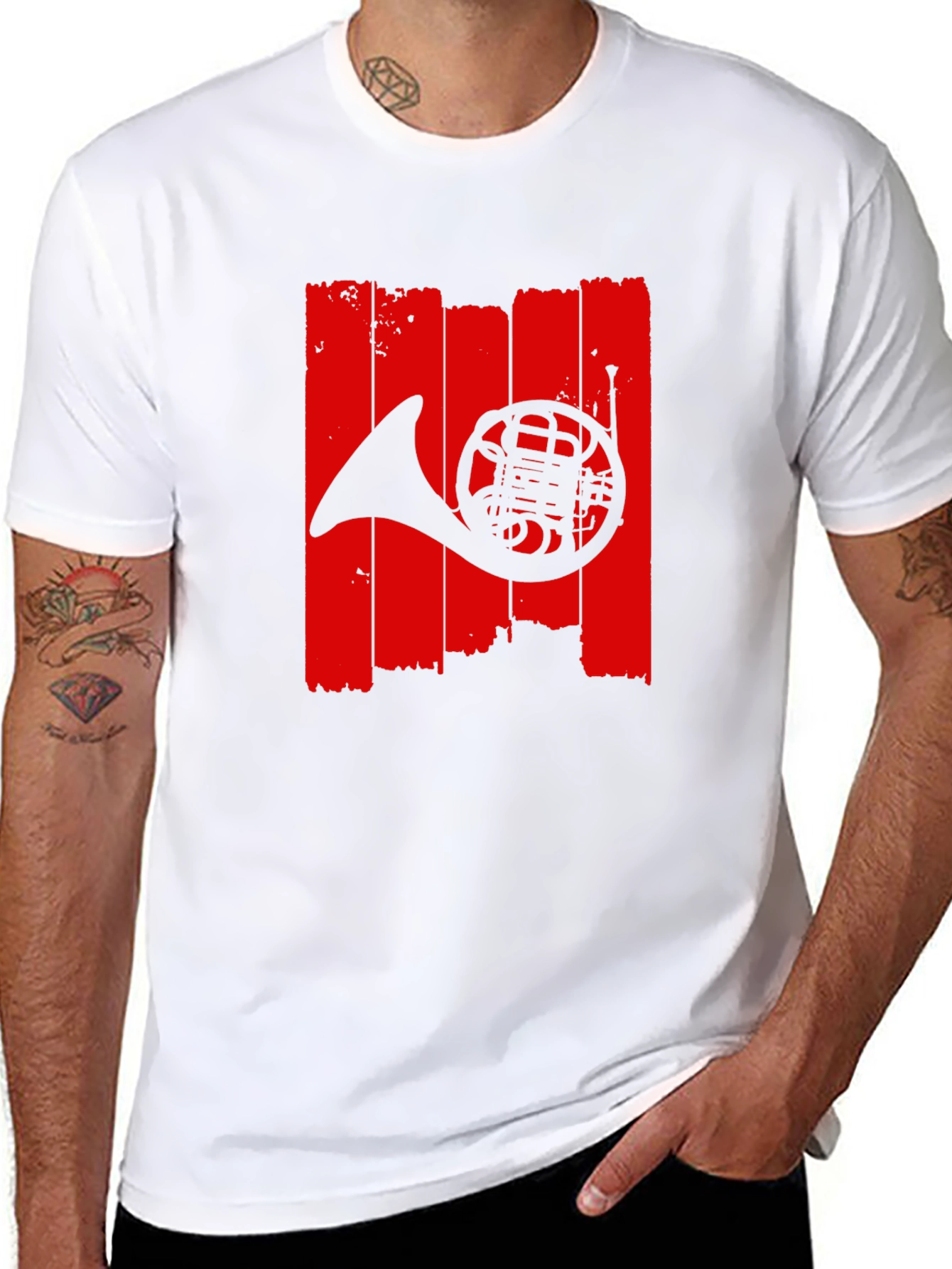 French Horn Graphic T-Shirt - Music Lover Tee