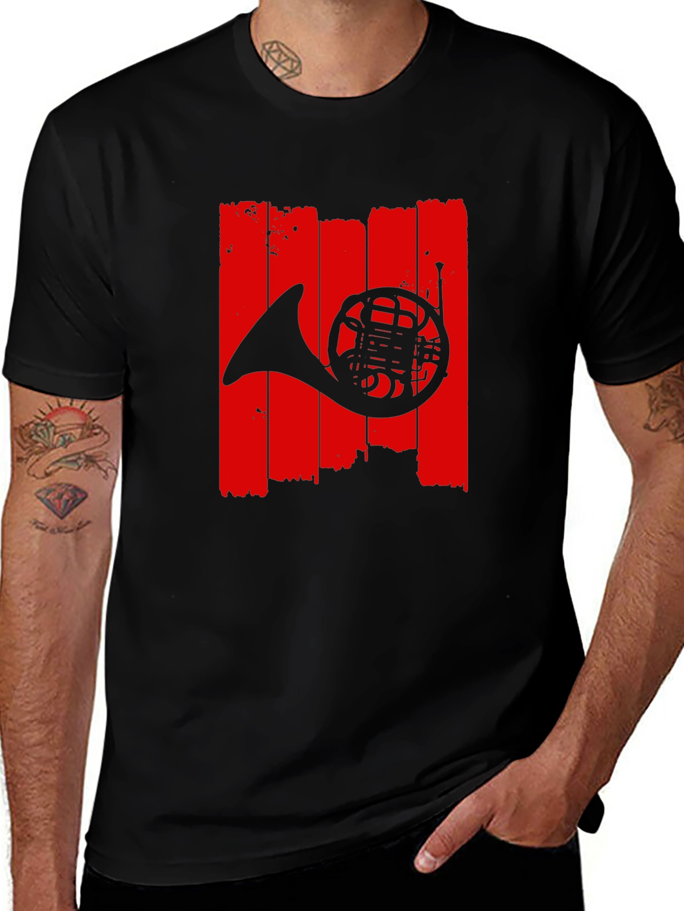 French Horn Graphic T-Shirt - Music Lover Tee