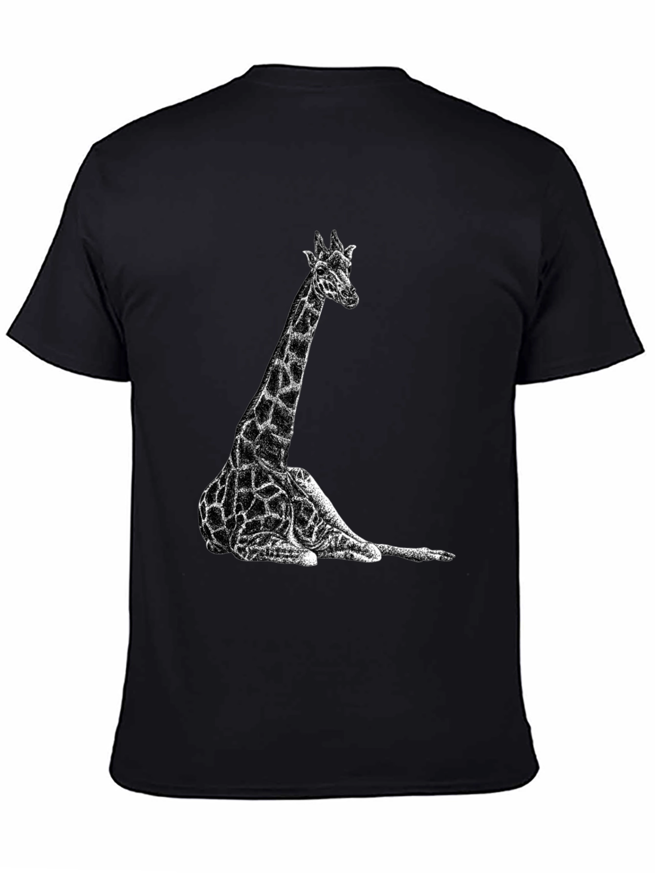 Giraffe Graphic Tee - Black Cotton T-Shirt