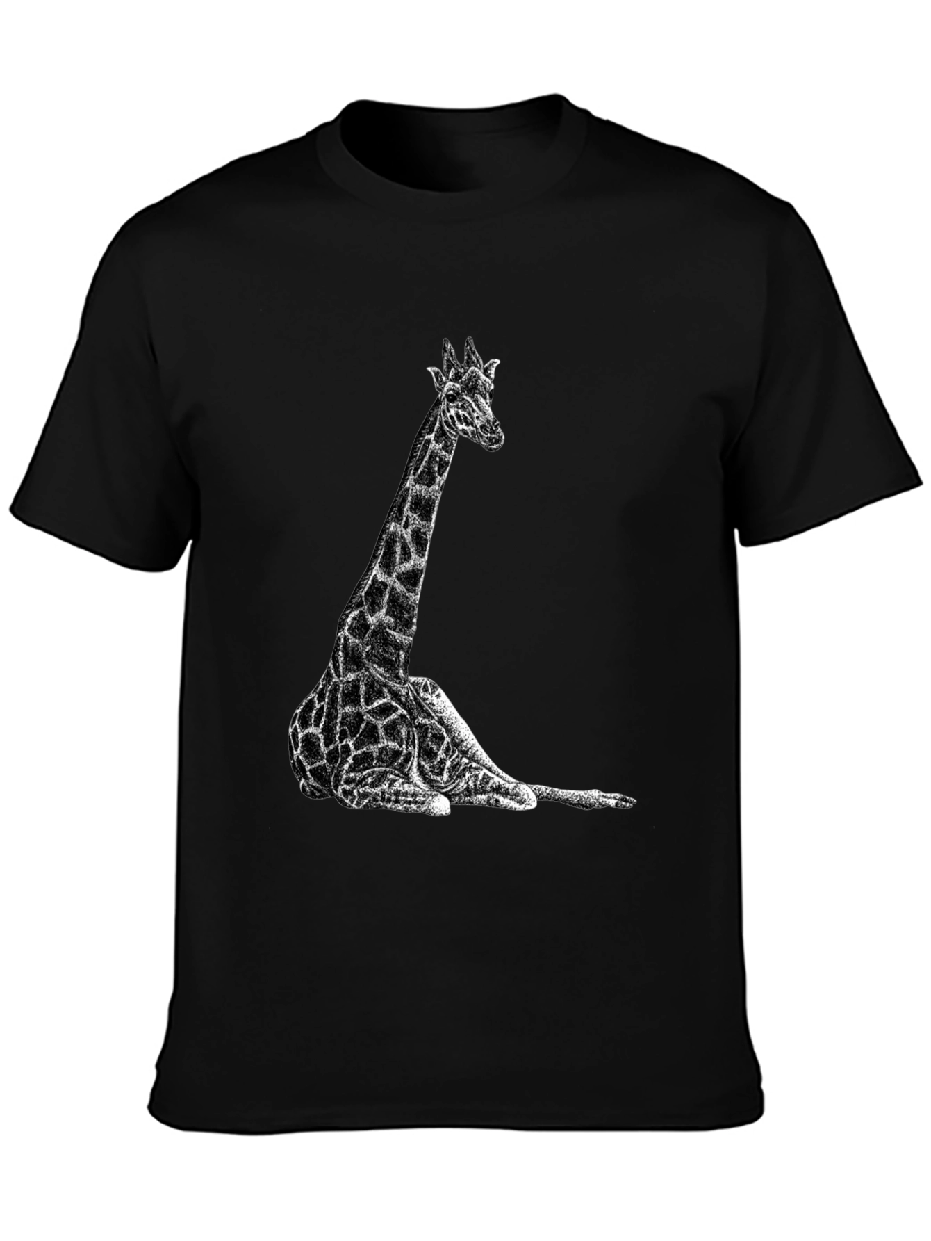Giraffe Graphic Tee - Black Cotton T-Shirt
