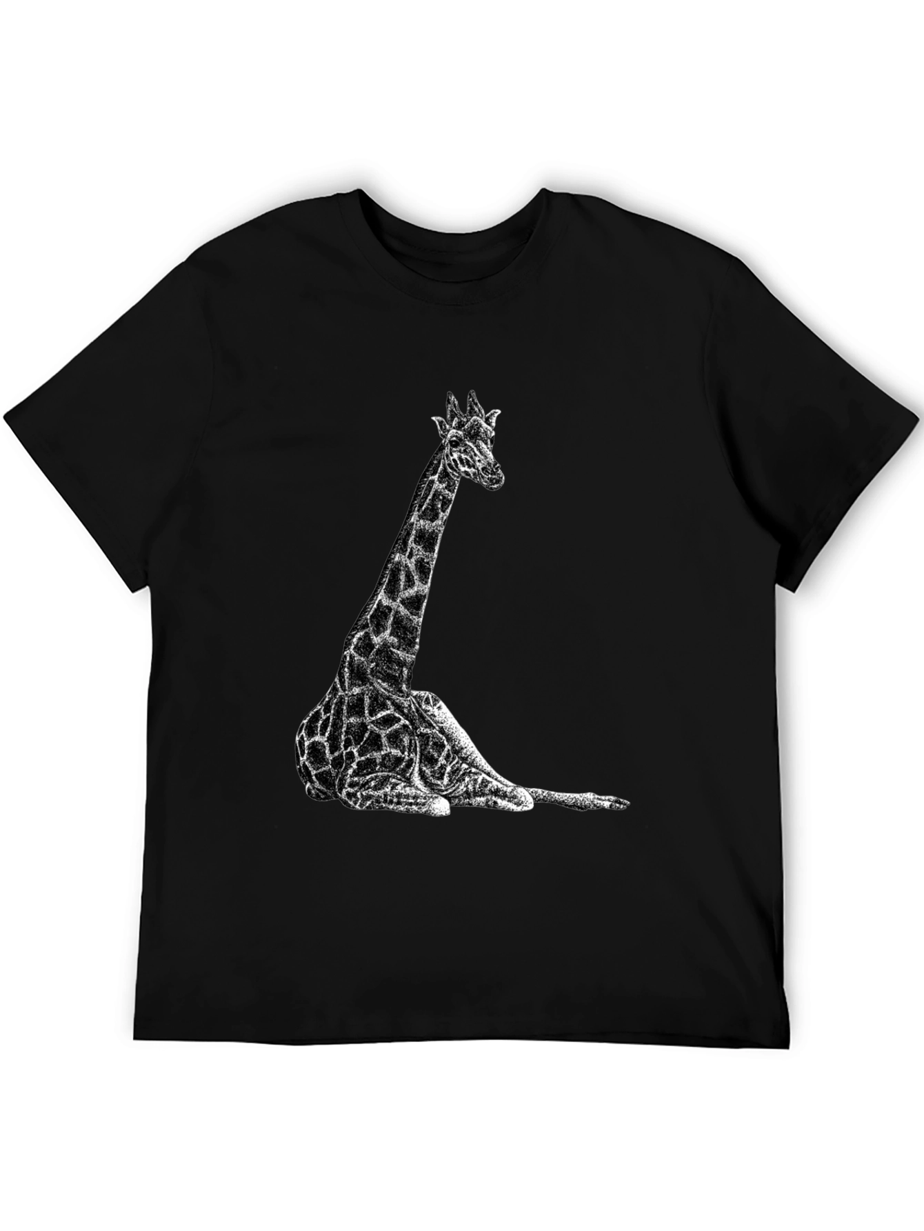 Giraffe Graphic Tee - Black Cotton T-Shirt