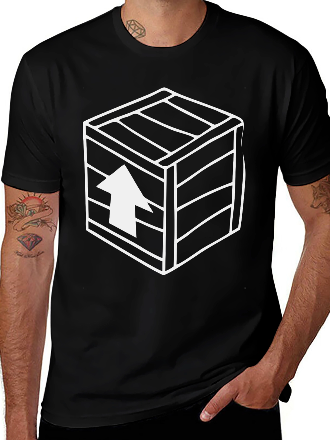 Graphic Tee - Crate Up Arrow Design - Black