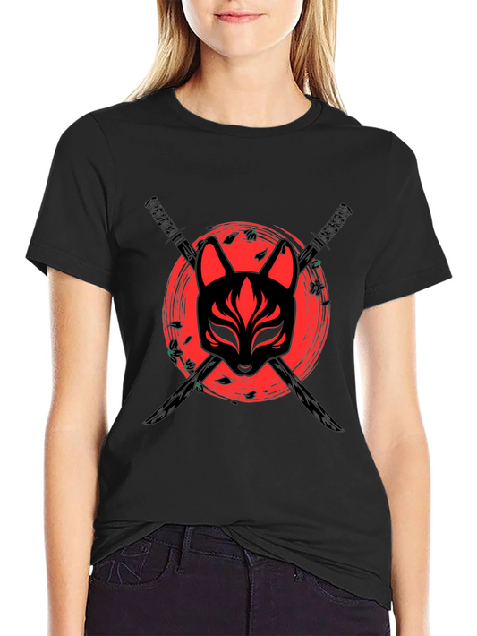 Samurai Fox Mask Graphic T-Shirt