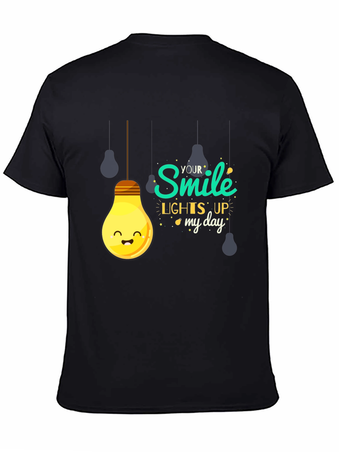 Smile Lights Up My Day Black Graphic T-Shirt