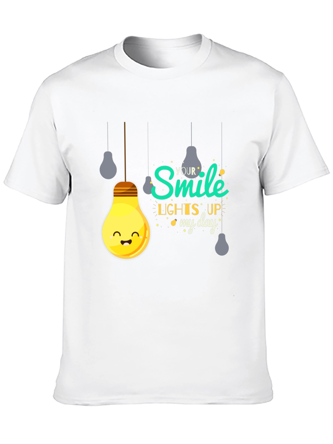 Smile Lights Up My Day Black Graphic T-Shirt