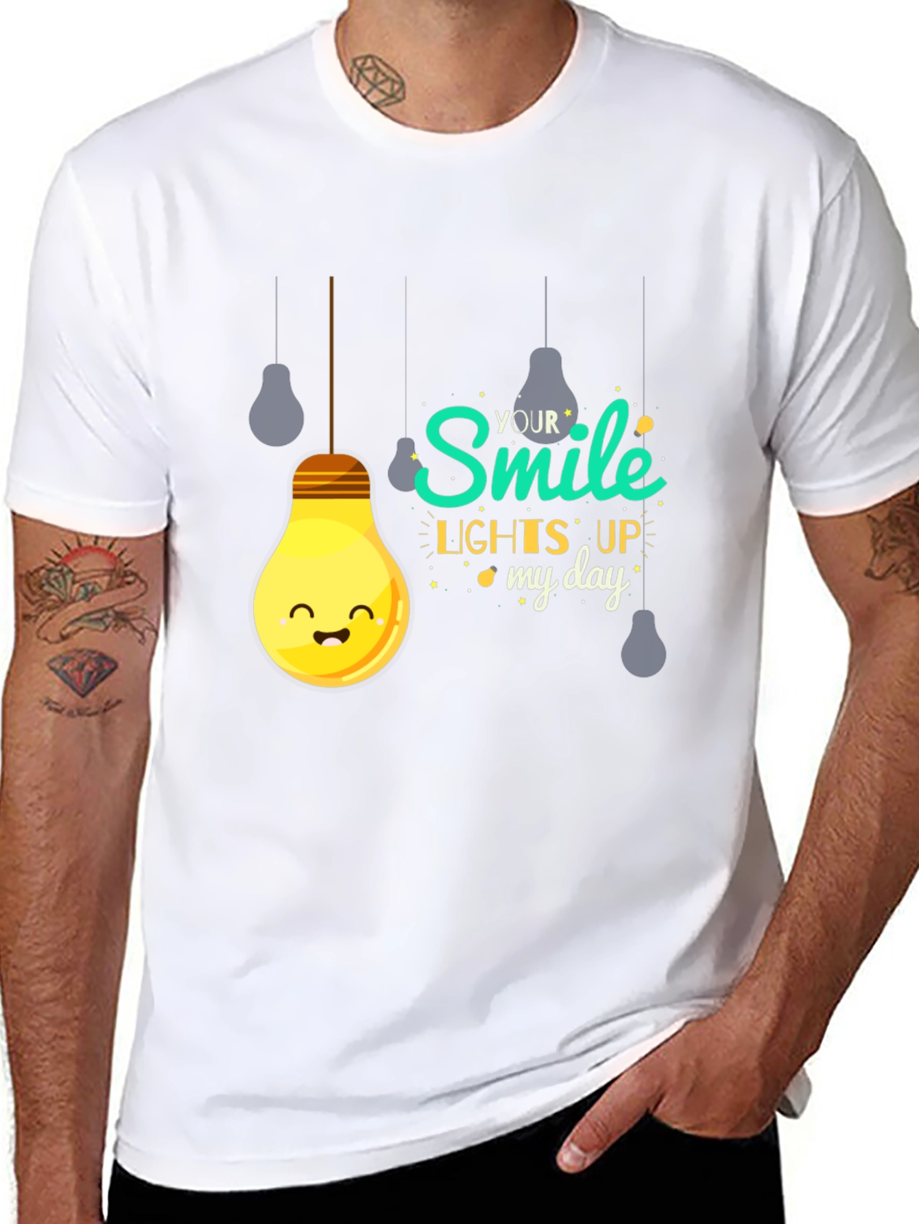 Smile Lights Up My Day Black Graphic T-Shirt