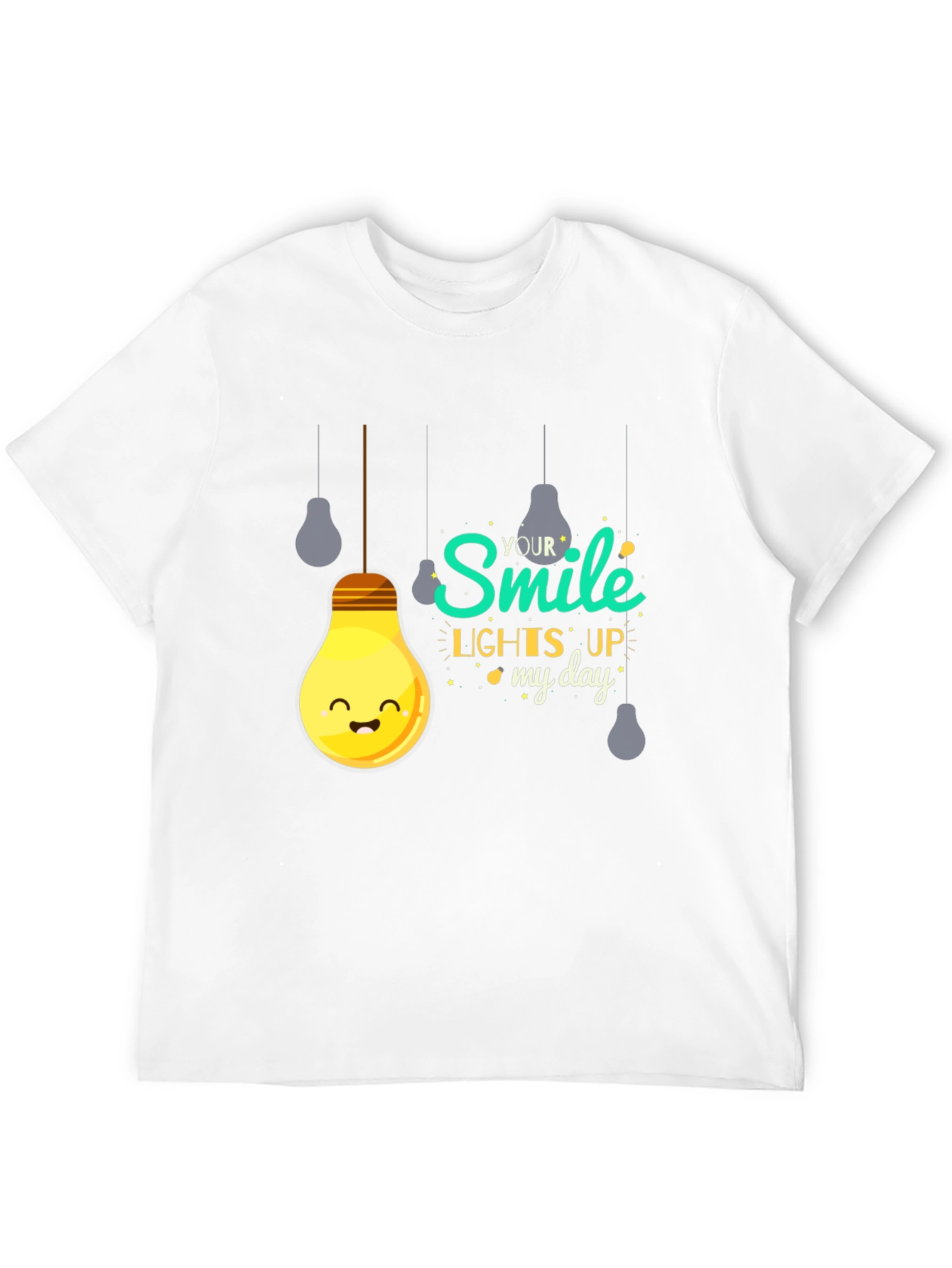 Smile Lights Up My Day Black Graphic T-Shirt