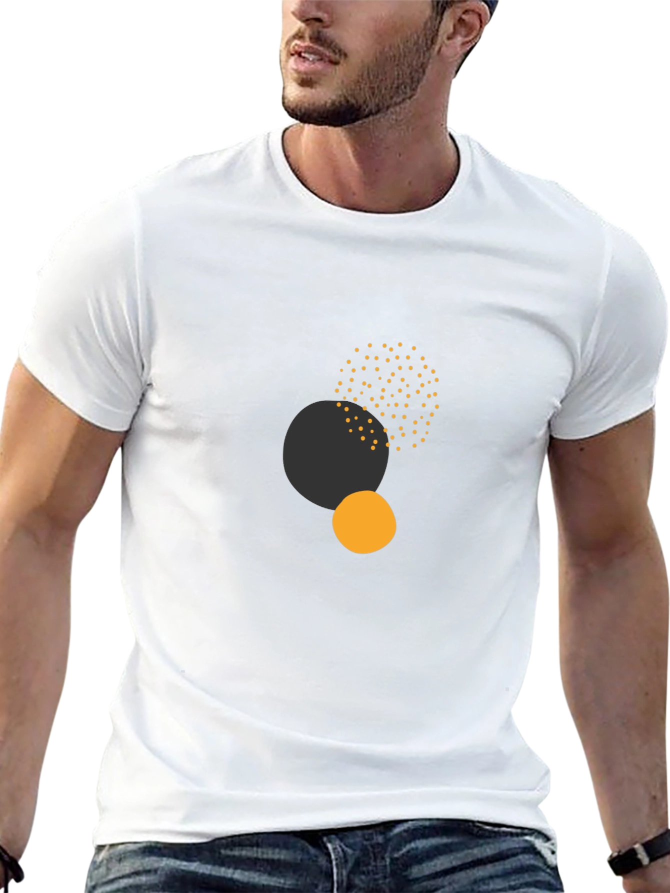 Modern Abstract Circles Tee - Black Casual Comfort