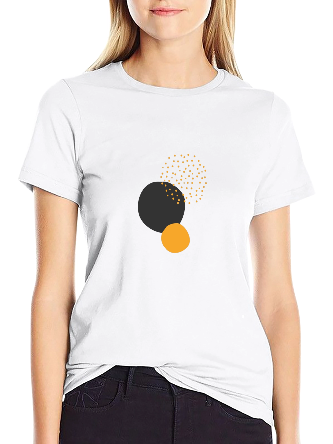 Modern Abstract Circles Tee - Black Casual Comfort