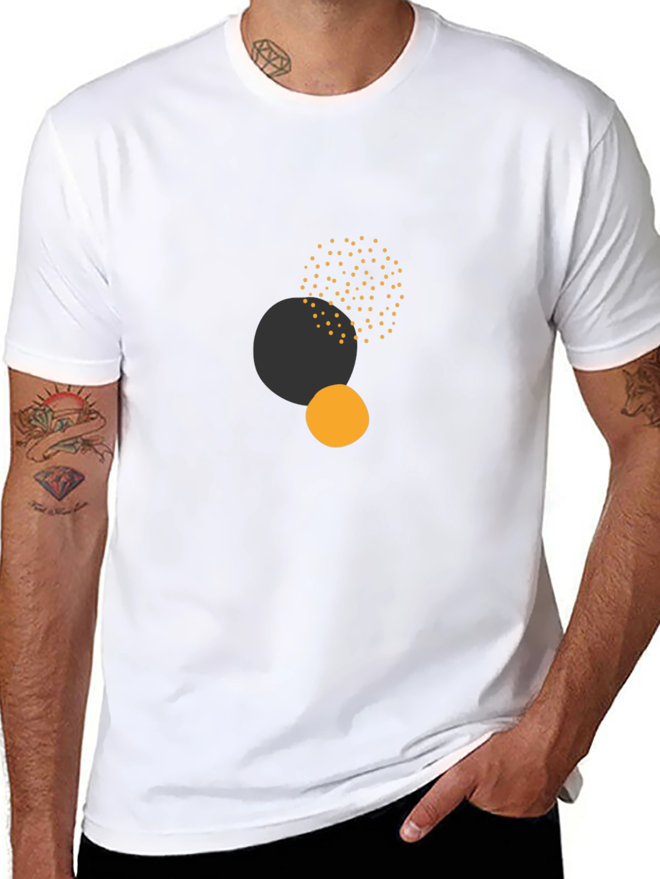 Modern Abstract Circles Tee - Black Casual Comfort