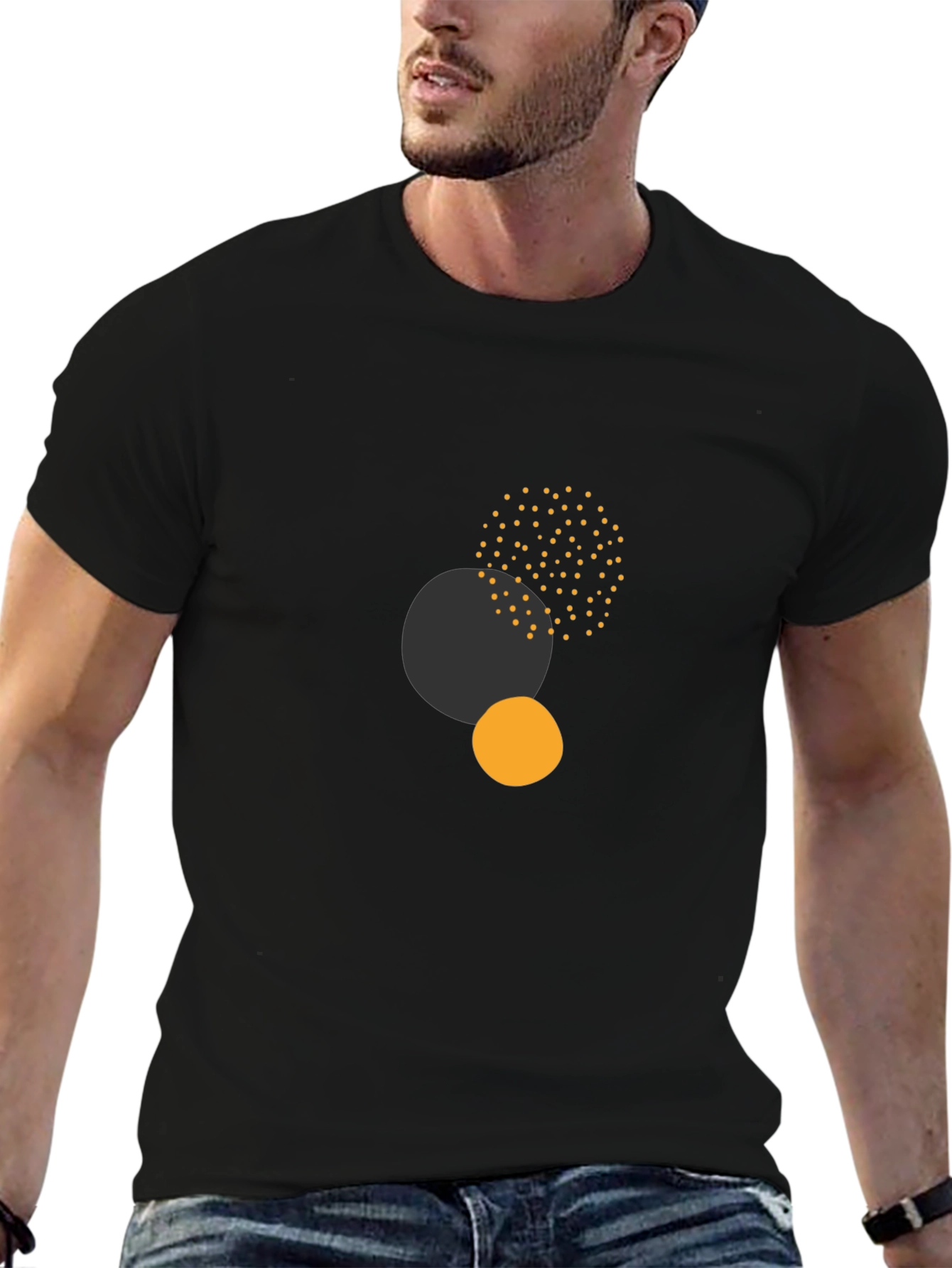 Modern Abstract Circles Tee - Black Casual Comfort
