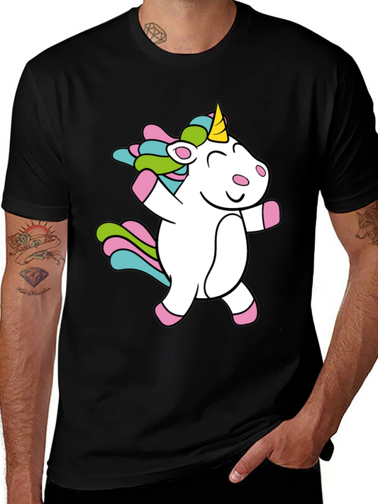 Unicorn Graphic Tee - Mens Black Cotton T-Shirt