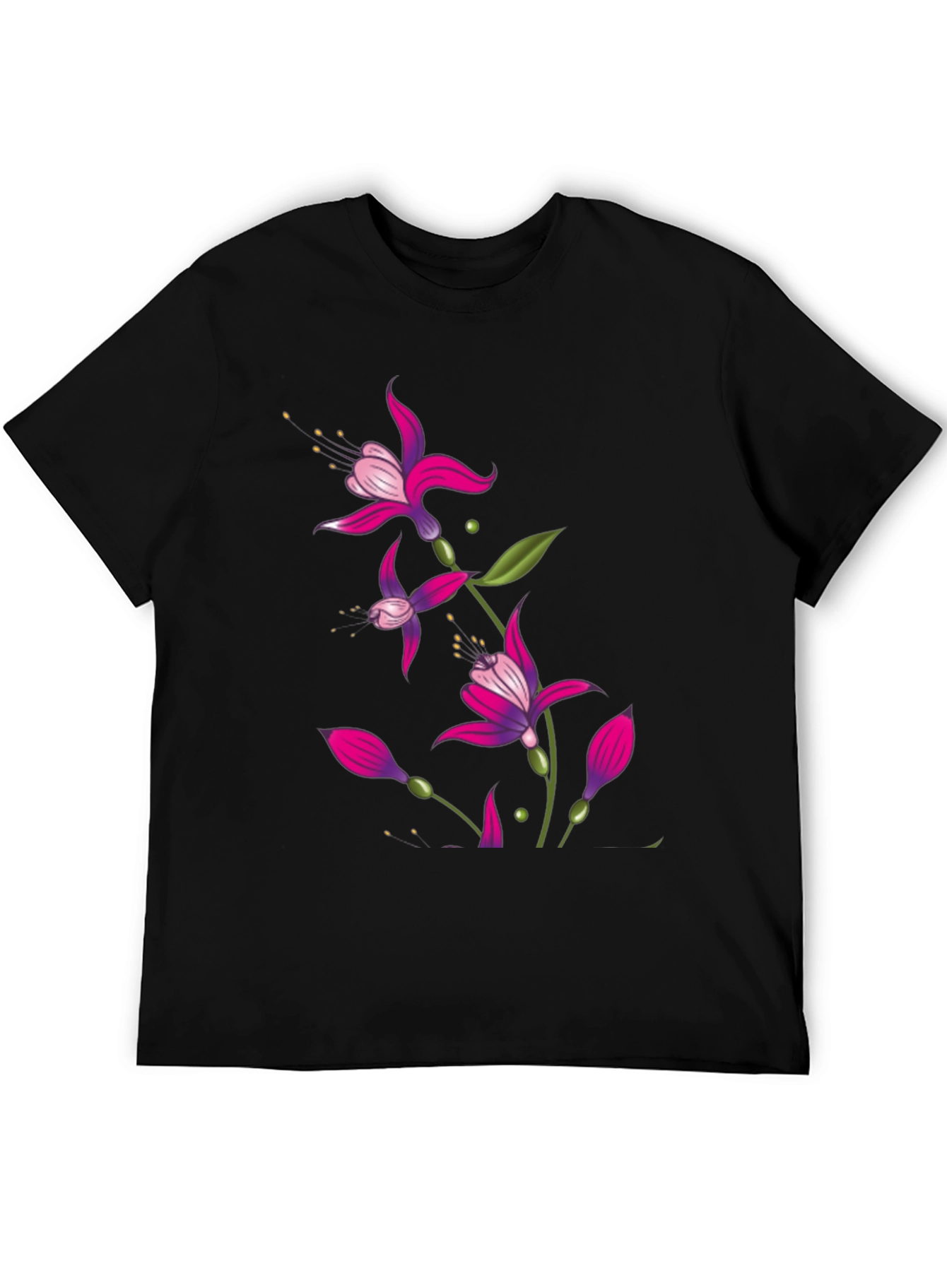 Floral Print Black T-Shirt