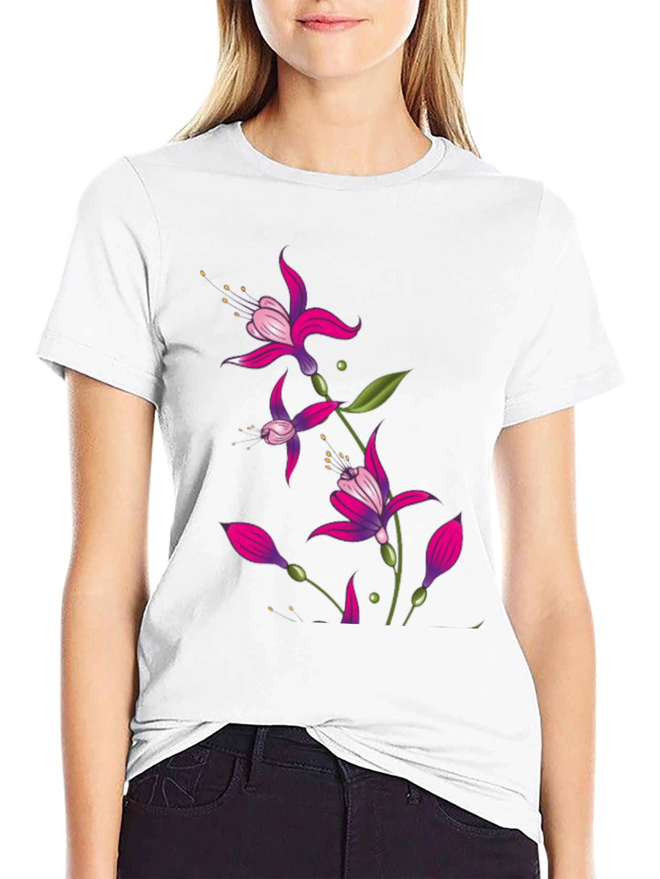 Floral Print Black T-Shirt