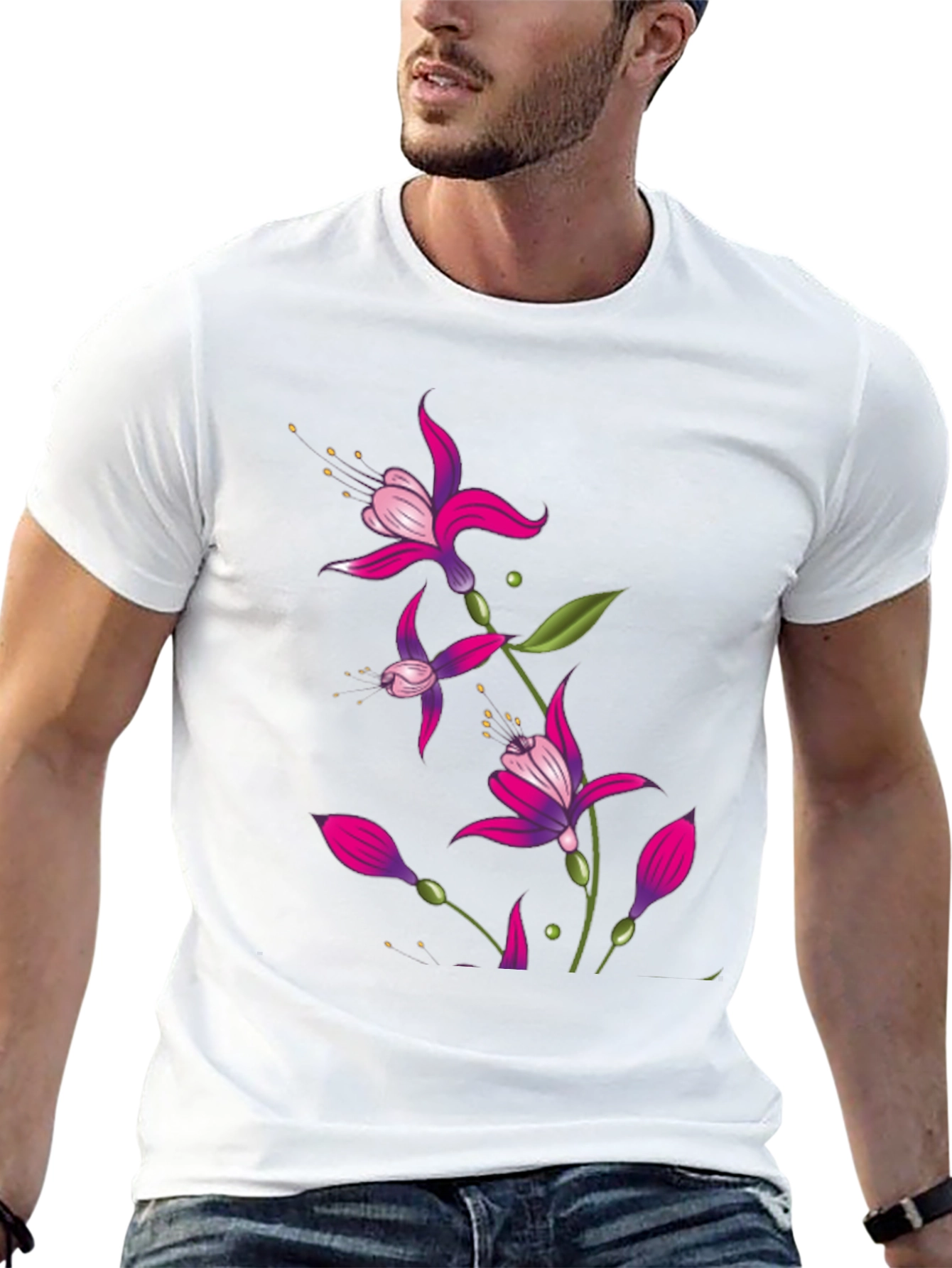 Floral Print Black T-Shirt