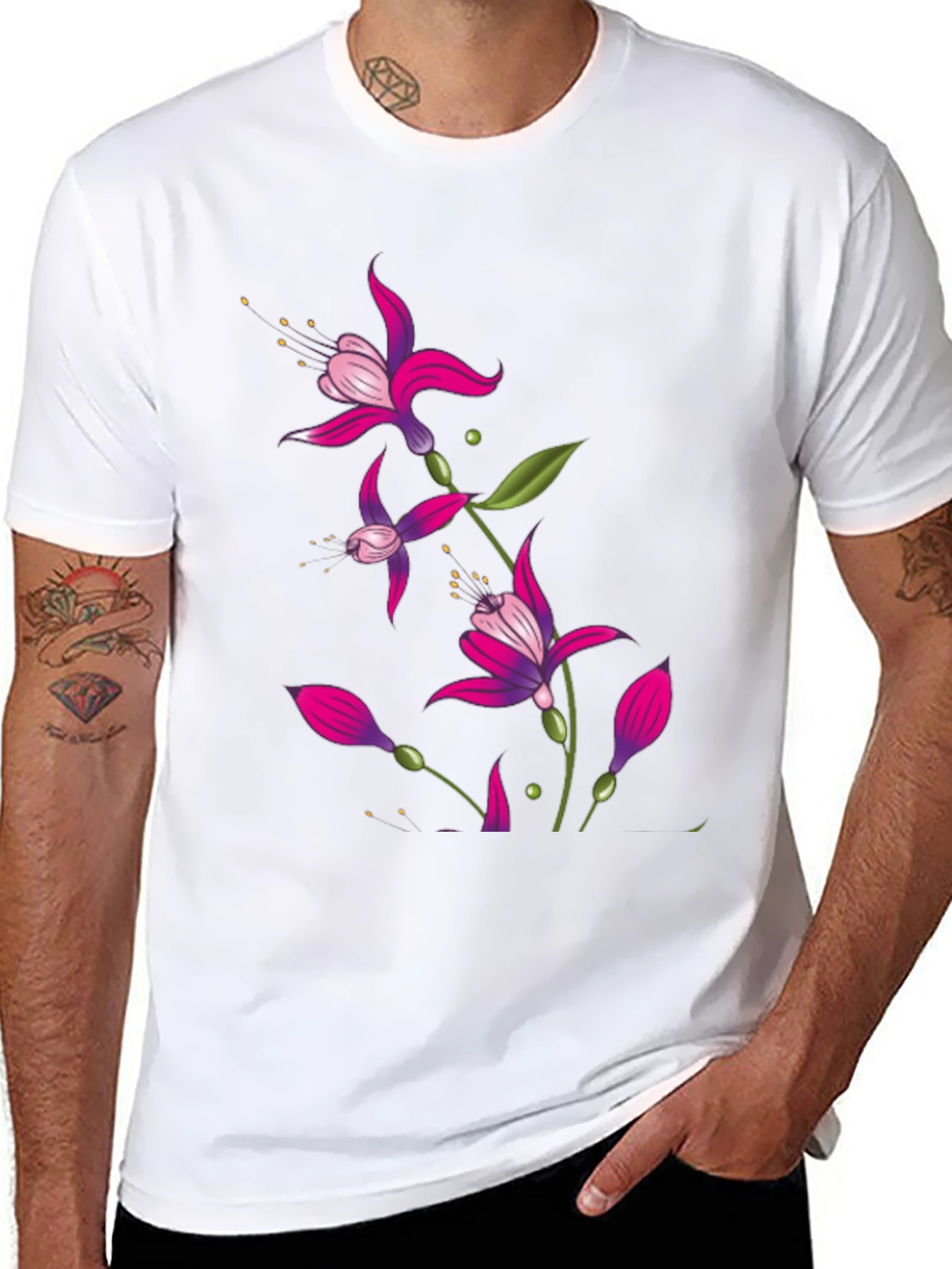 Floral Print Black T-Shirt