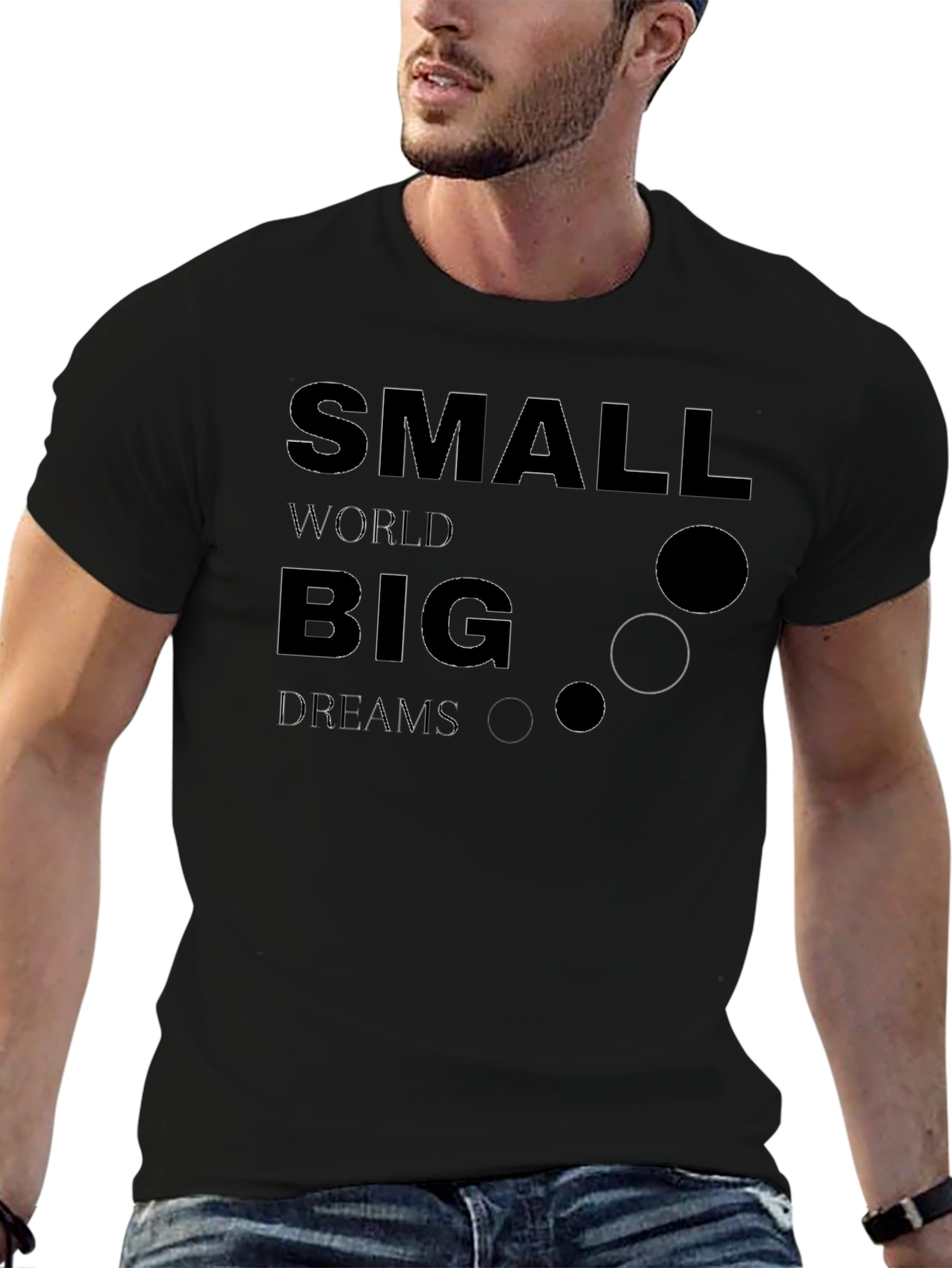 Inspirational Small World Big Dreams Black T-Shirt