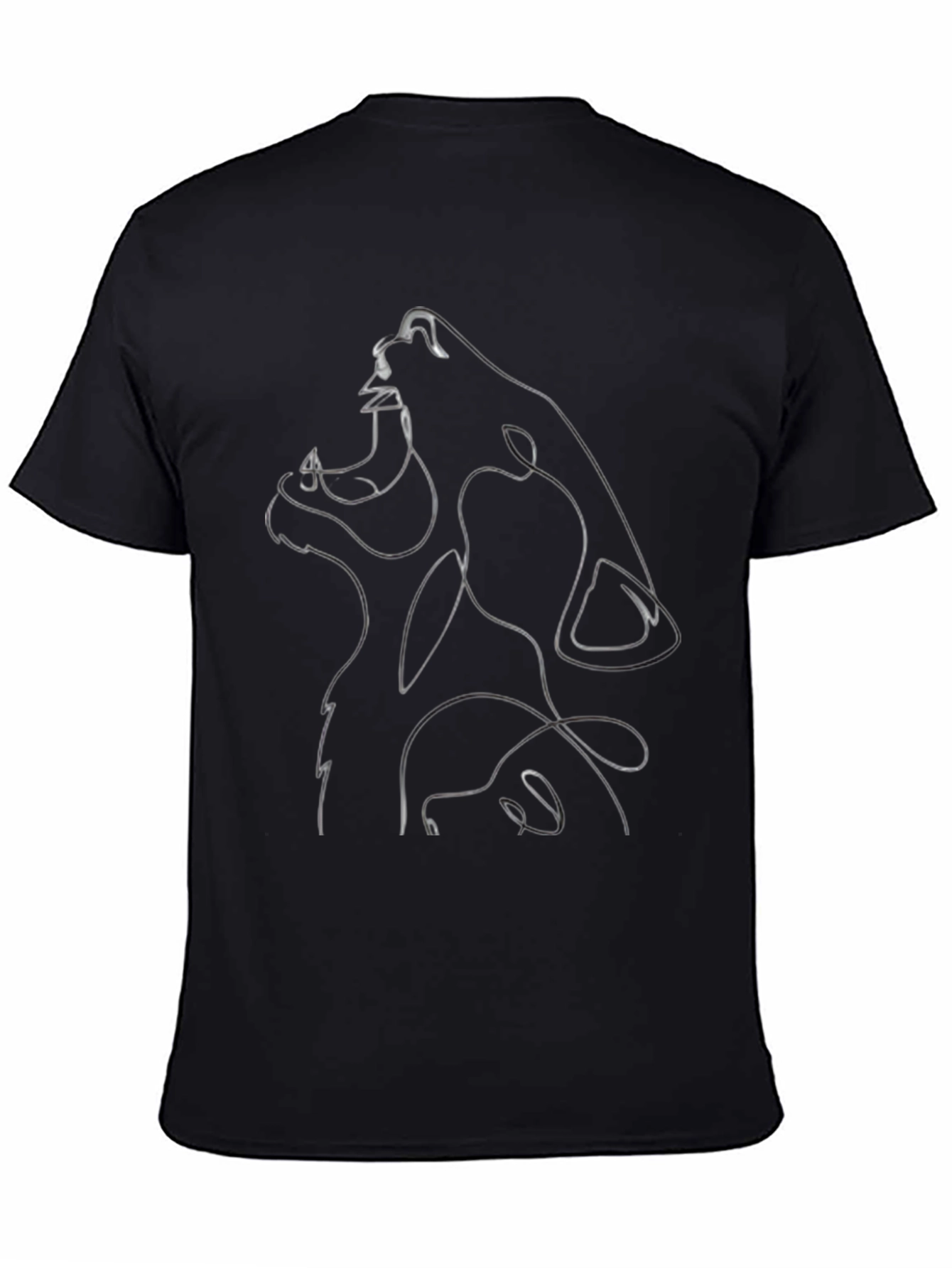 Abstract Wolf Graphic Black T-Shirt