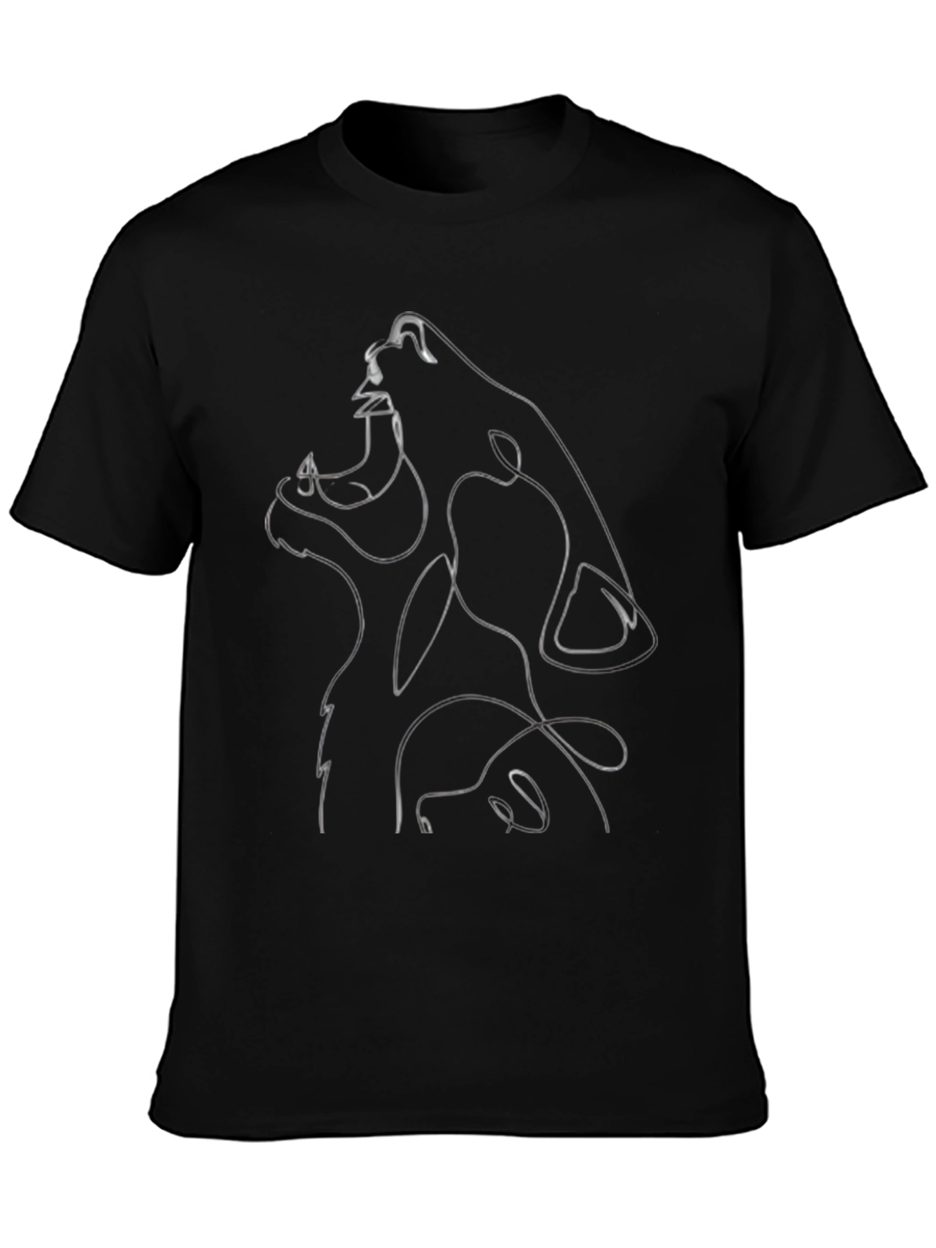 Abstract Wolf Graphic Black T-Shirt