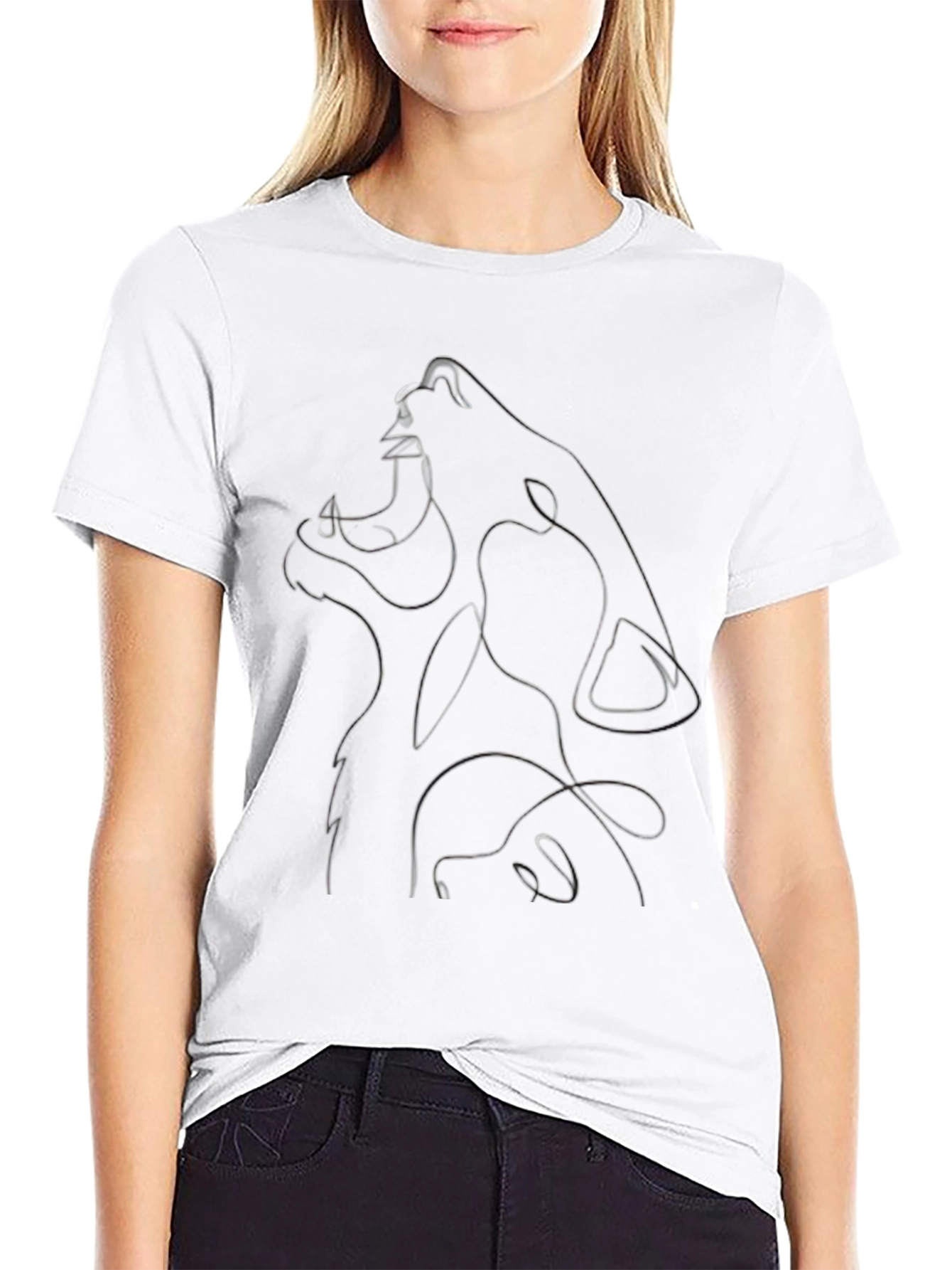 Abstract Wolf Graphic Black T-Shirt