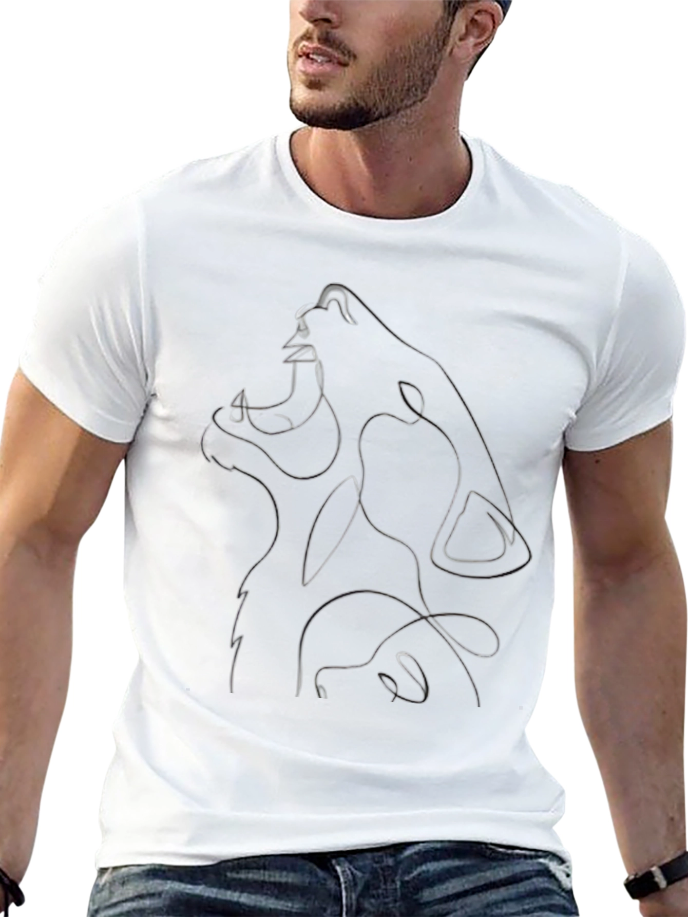 Abstract Wolf Graphic Black T-Shirt