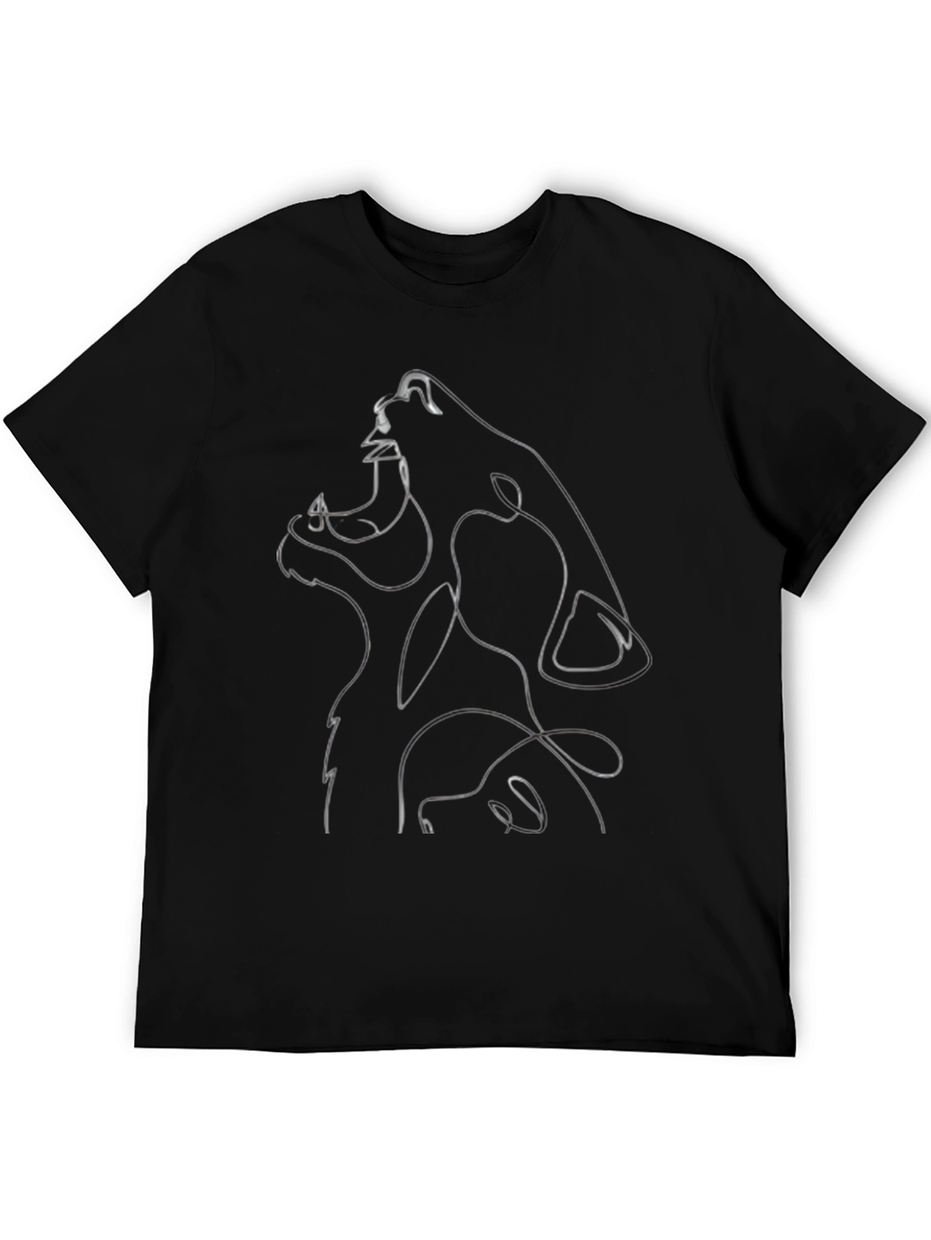 Abstract Wolf Graphic Black T-Shirt