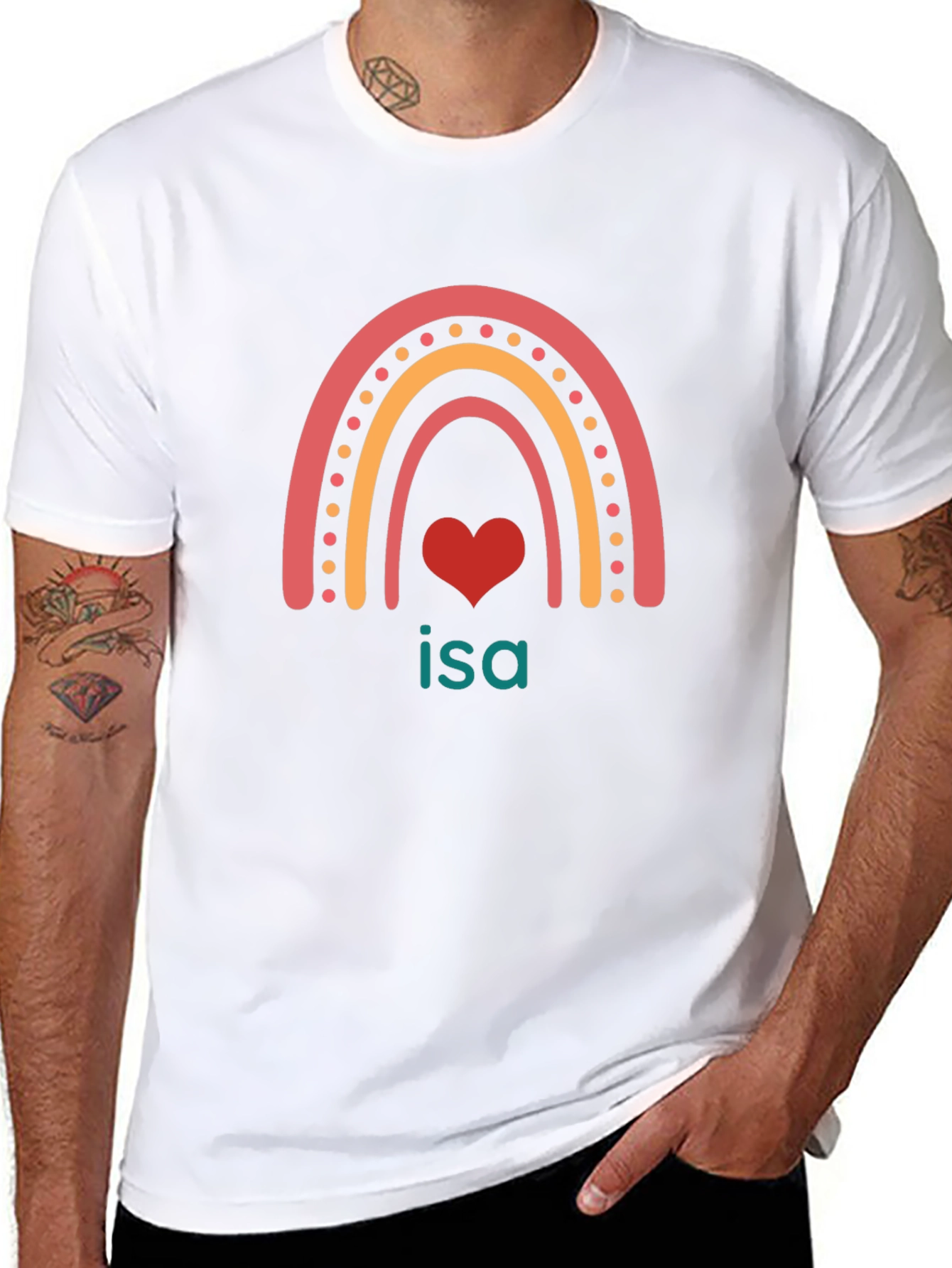 Rainbow Heart Isa Custom T-Shirt