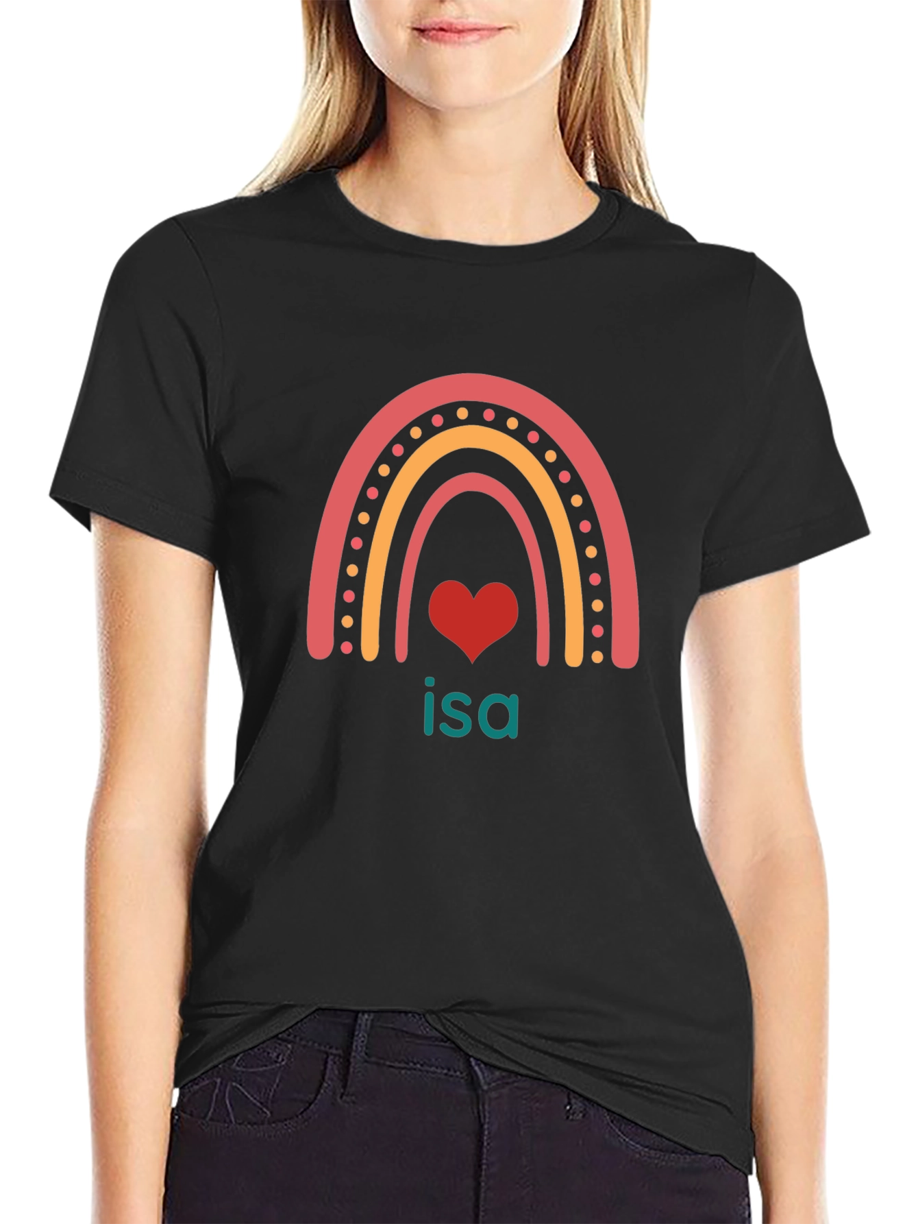 Rainbow Heart Isa Custom T-Shirt