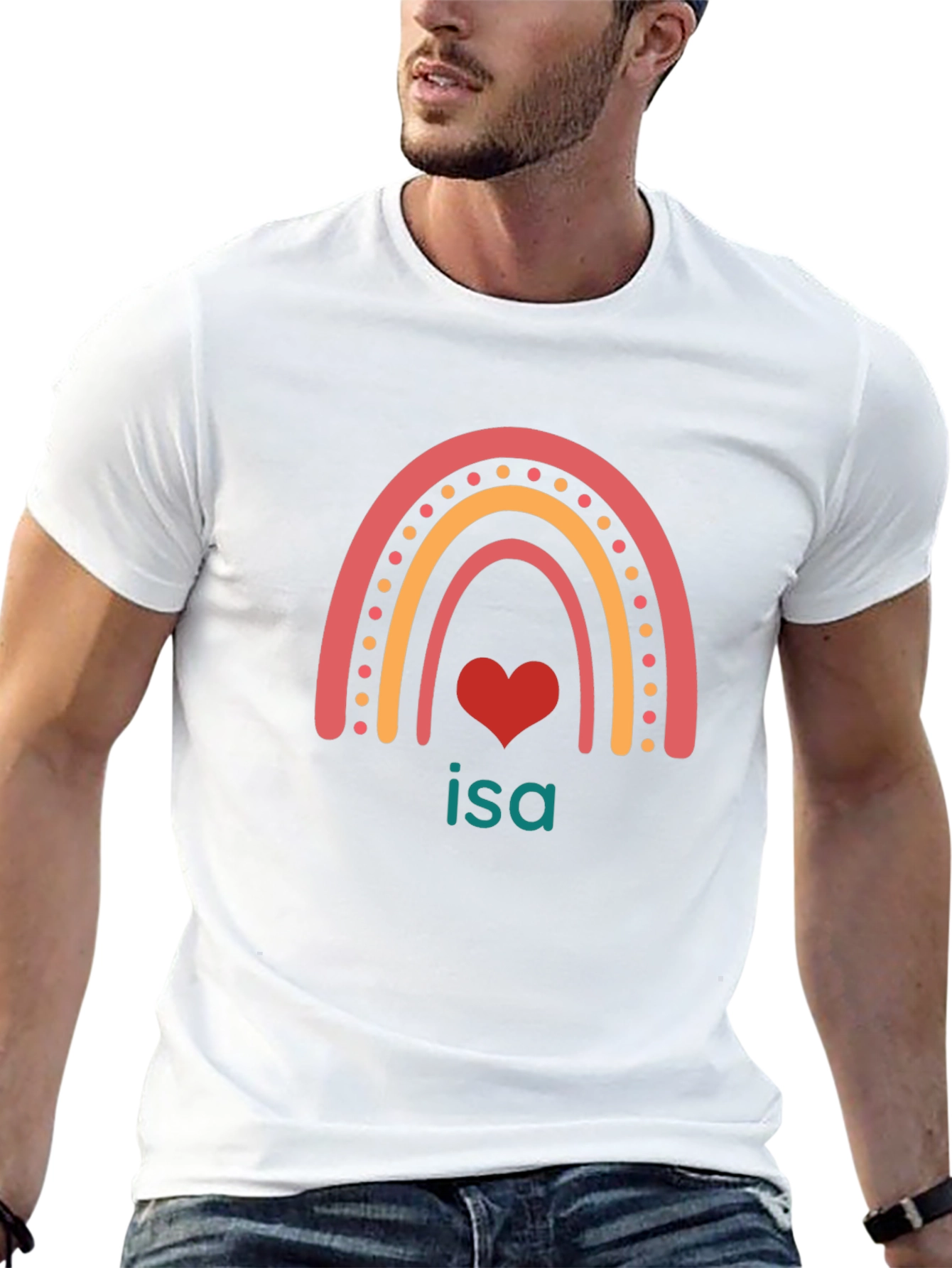 Rainbow Heart Isa Custom T-Shirt