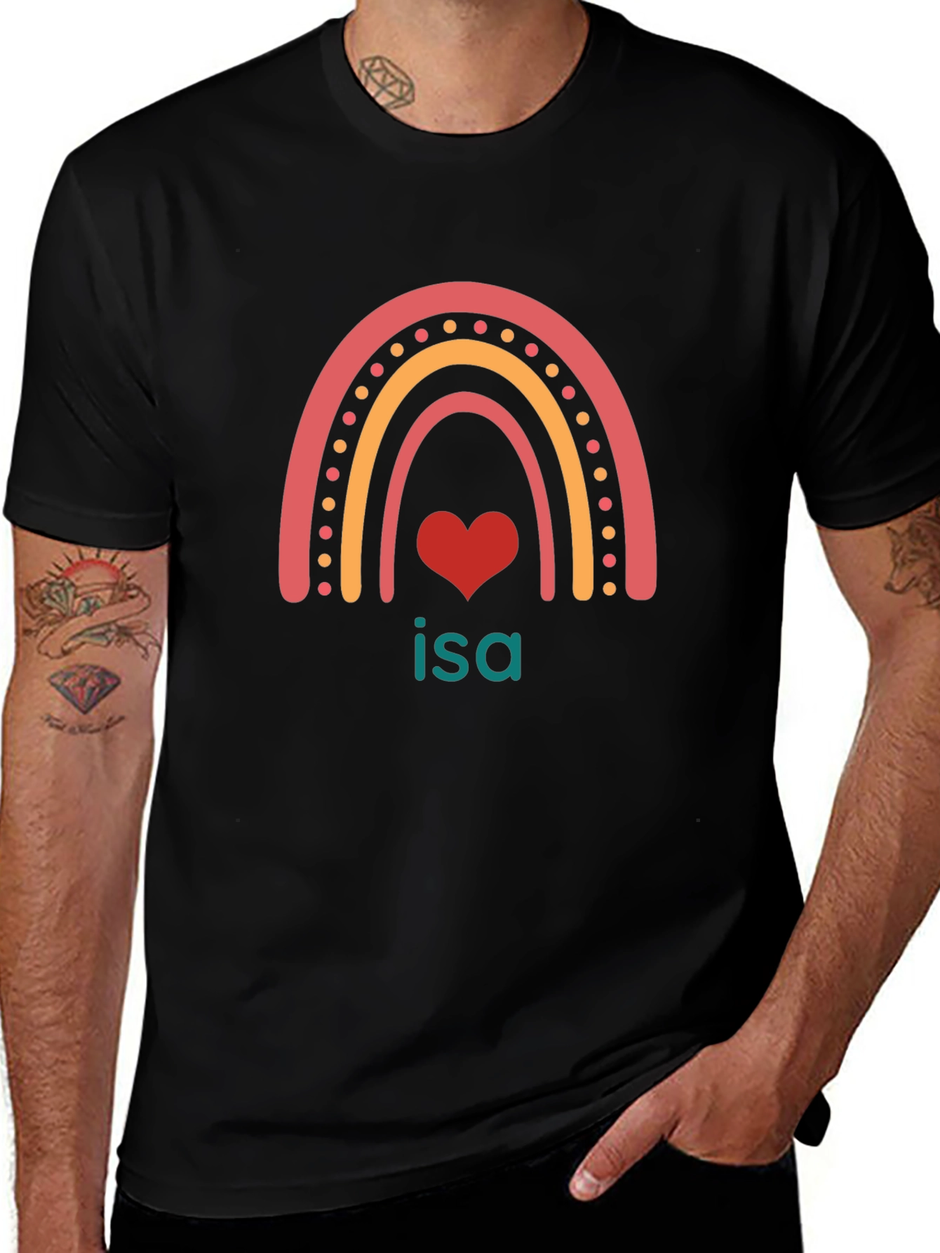 Rainbow Heart Isa Custom T-Shirt