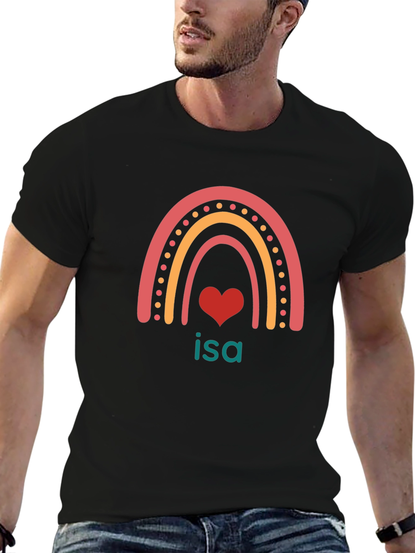 Rainbow Heart Isa Custom T-Shirt