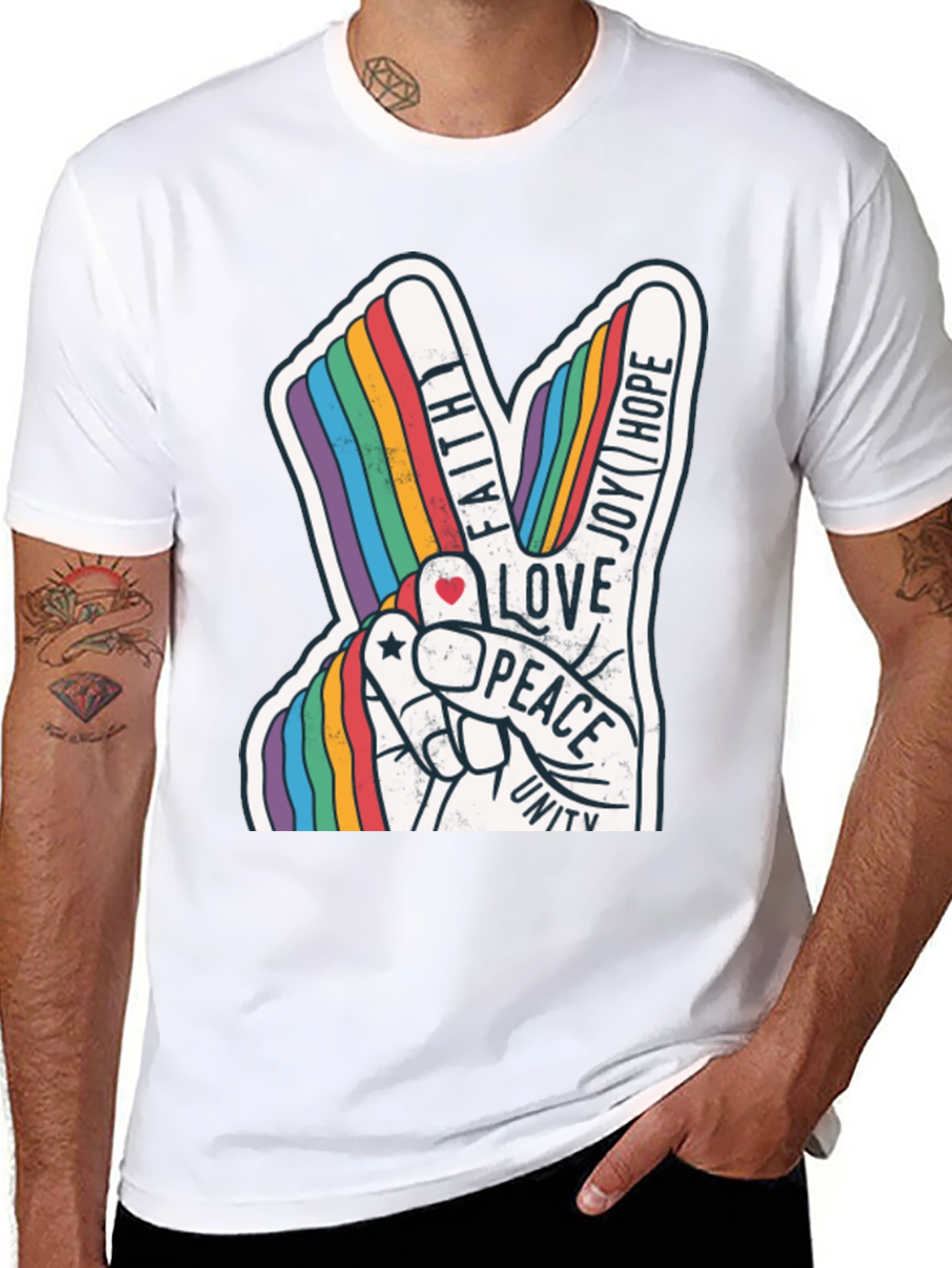Rainbow Peace Sign T-Shirt - Love Hope and Unity