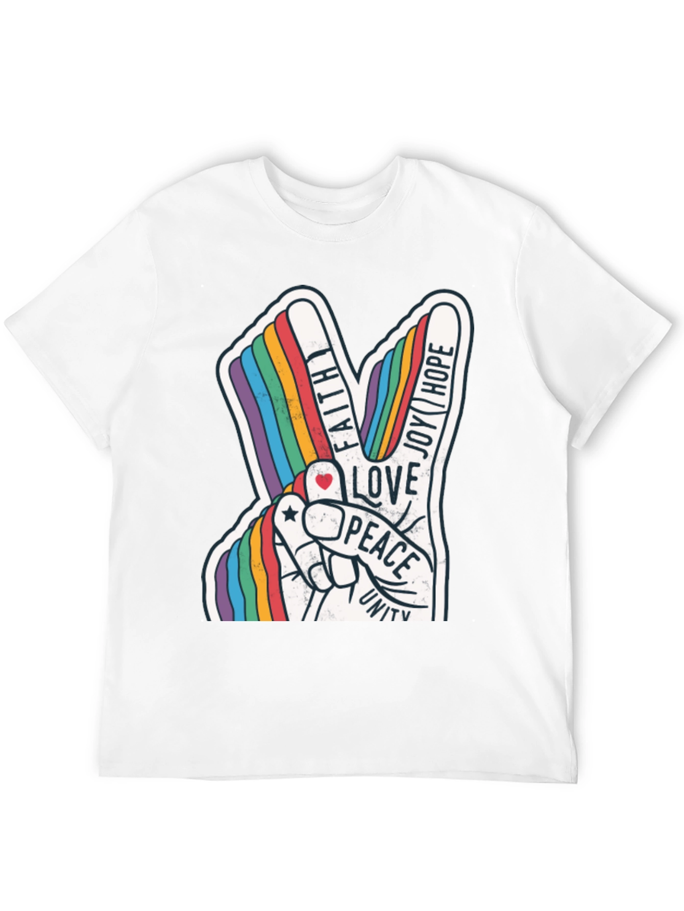 Rainbow Peace Sign T-Shirt - Love Hope and Unity