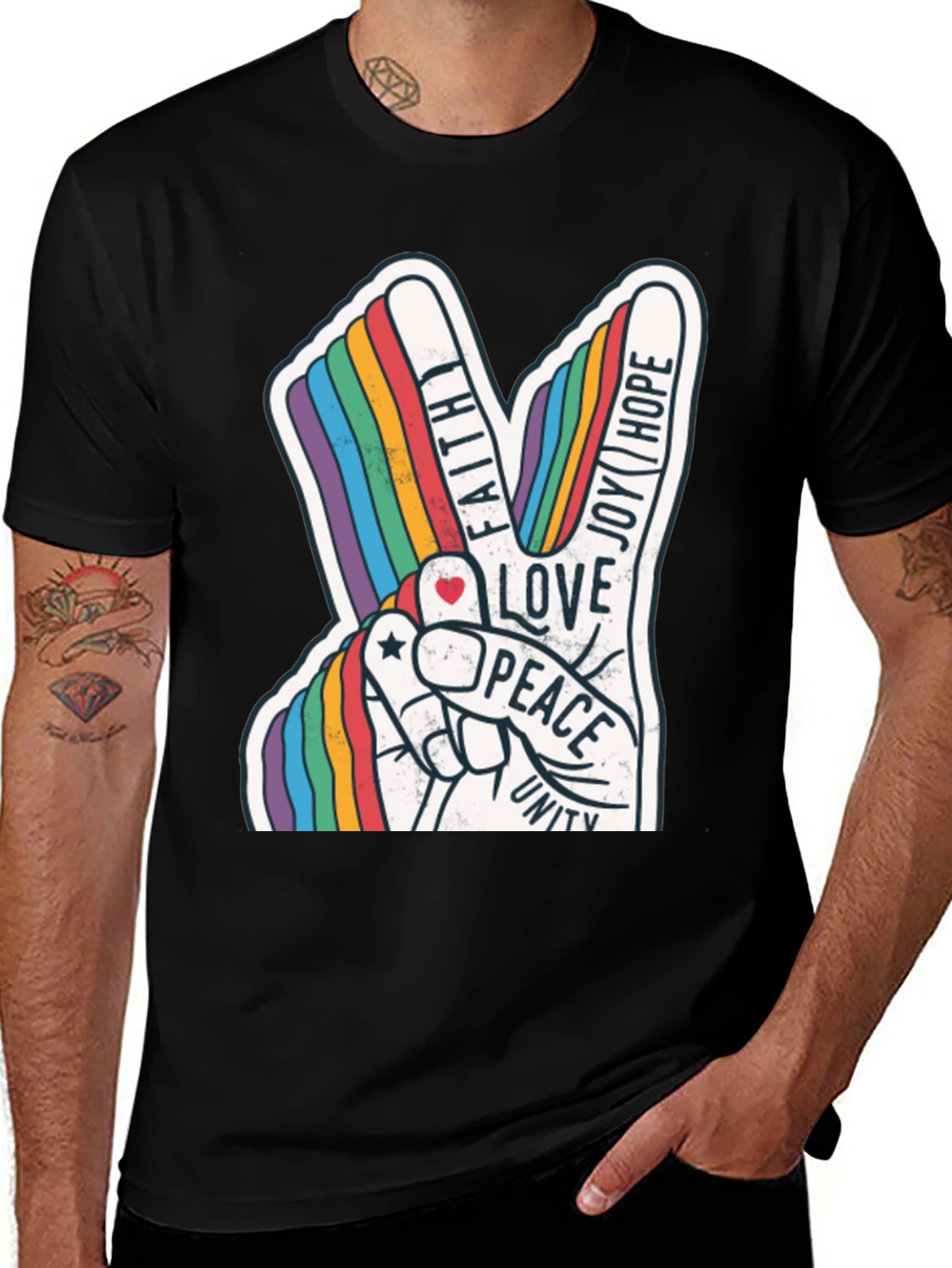 Rainbow Peace Sign T-Shirt - Love Hope and Unity