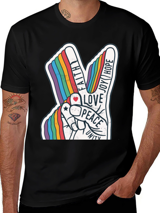 Rainbow Peace Sign T-Shirt - Love Hope and Unity