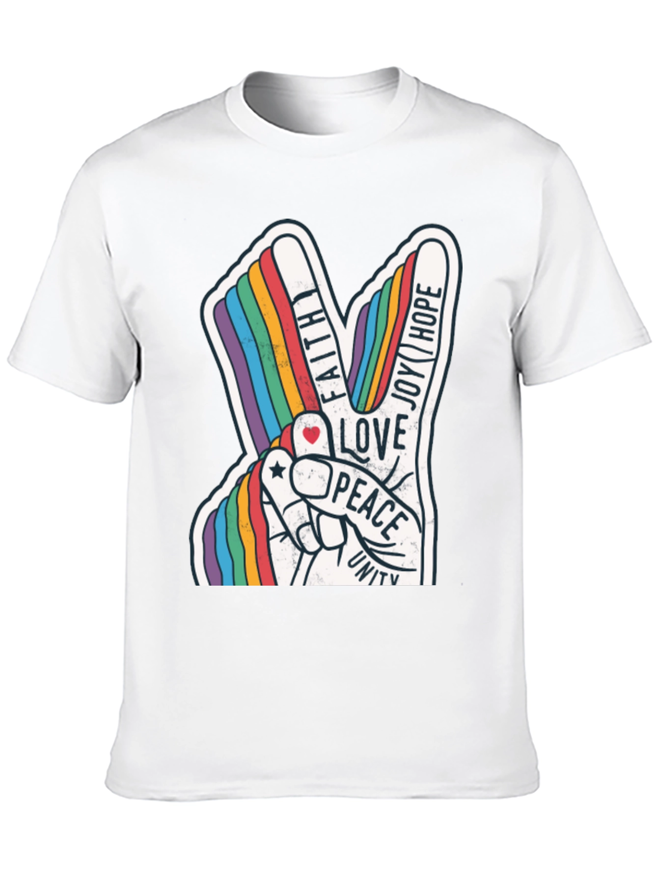 Rainbow Peace Sign T-Shirt - Love Hope and Unity