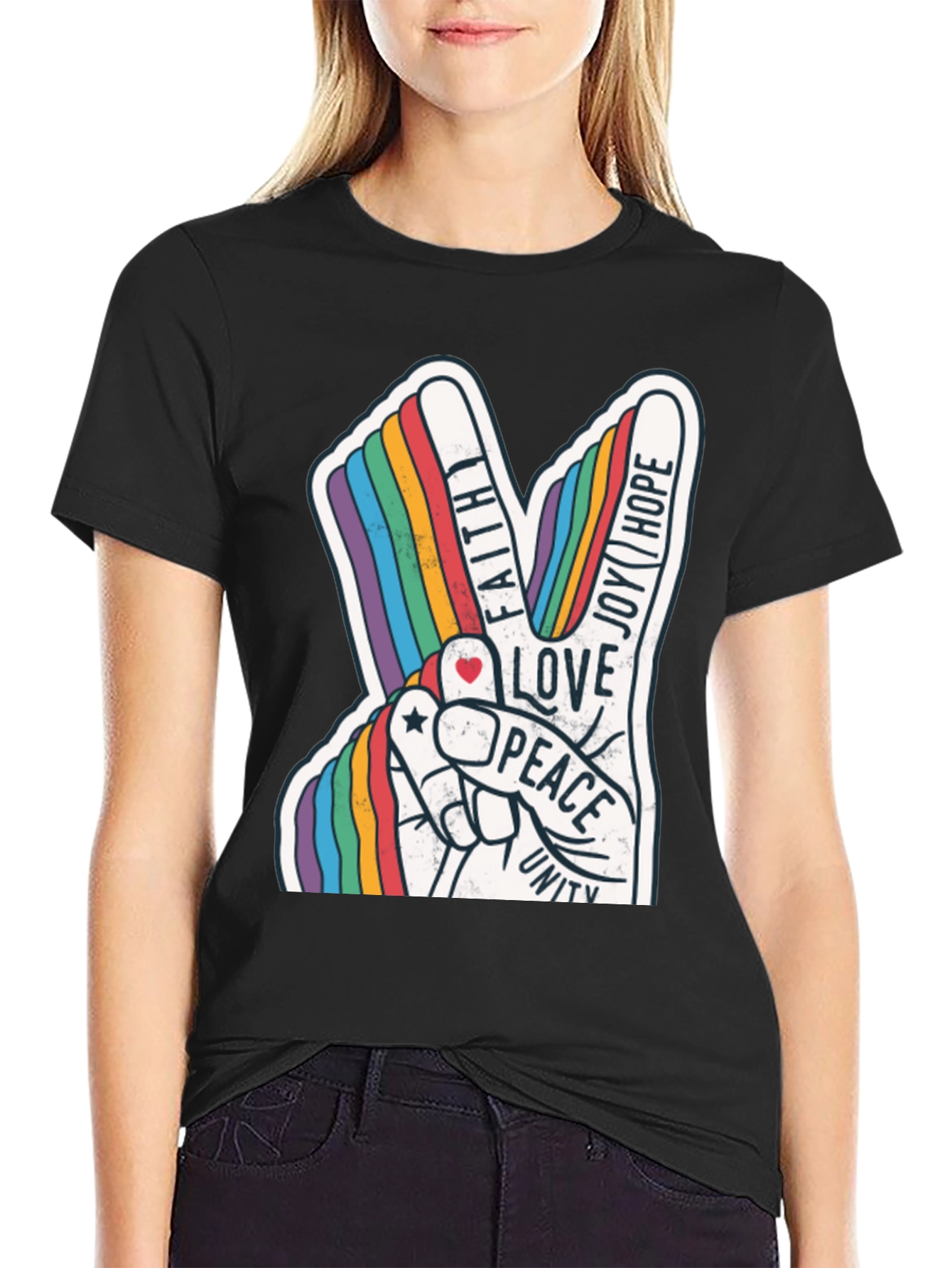 Rainbow Peace Sign T-Shirt - Love Hope and Unity