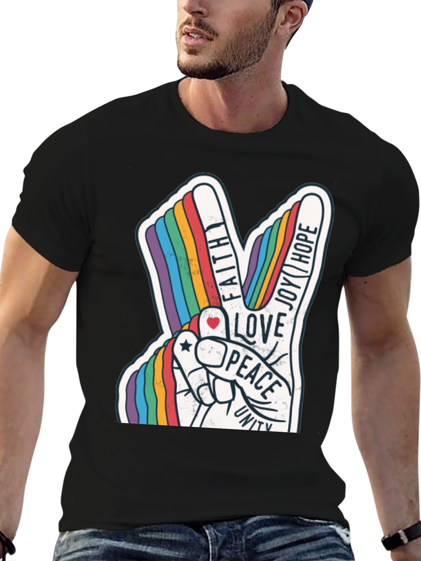 Rainbow Peace Sign T-Shirt - Love Hope and Unity