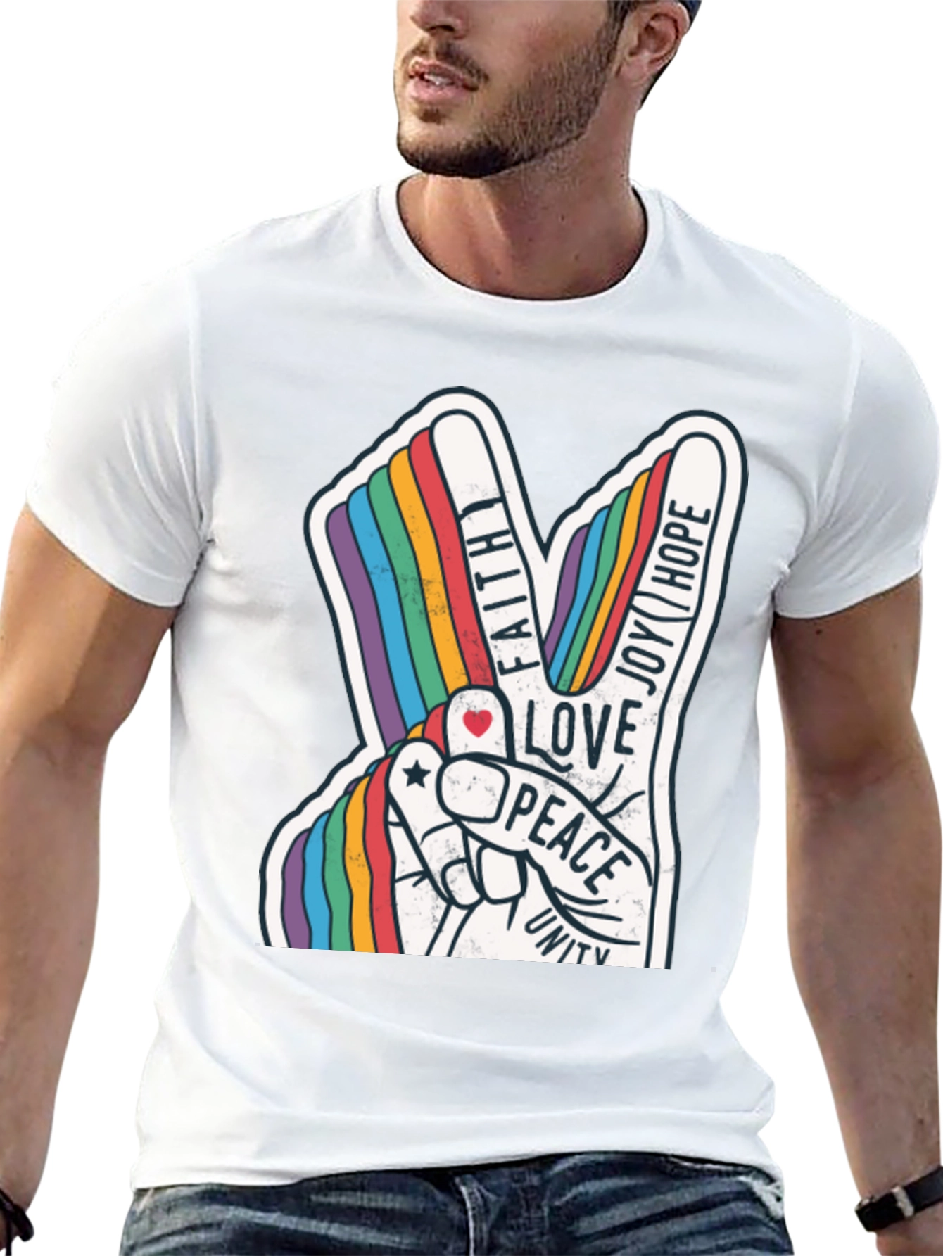 Rainbow Peace Sign T-Shirt - Love Hope and Unity