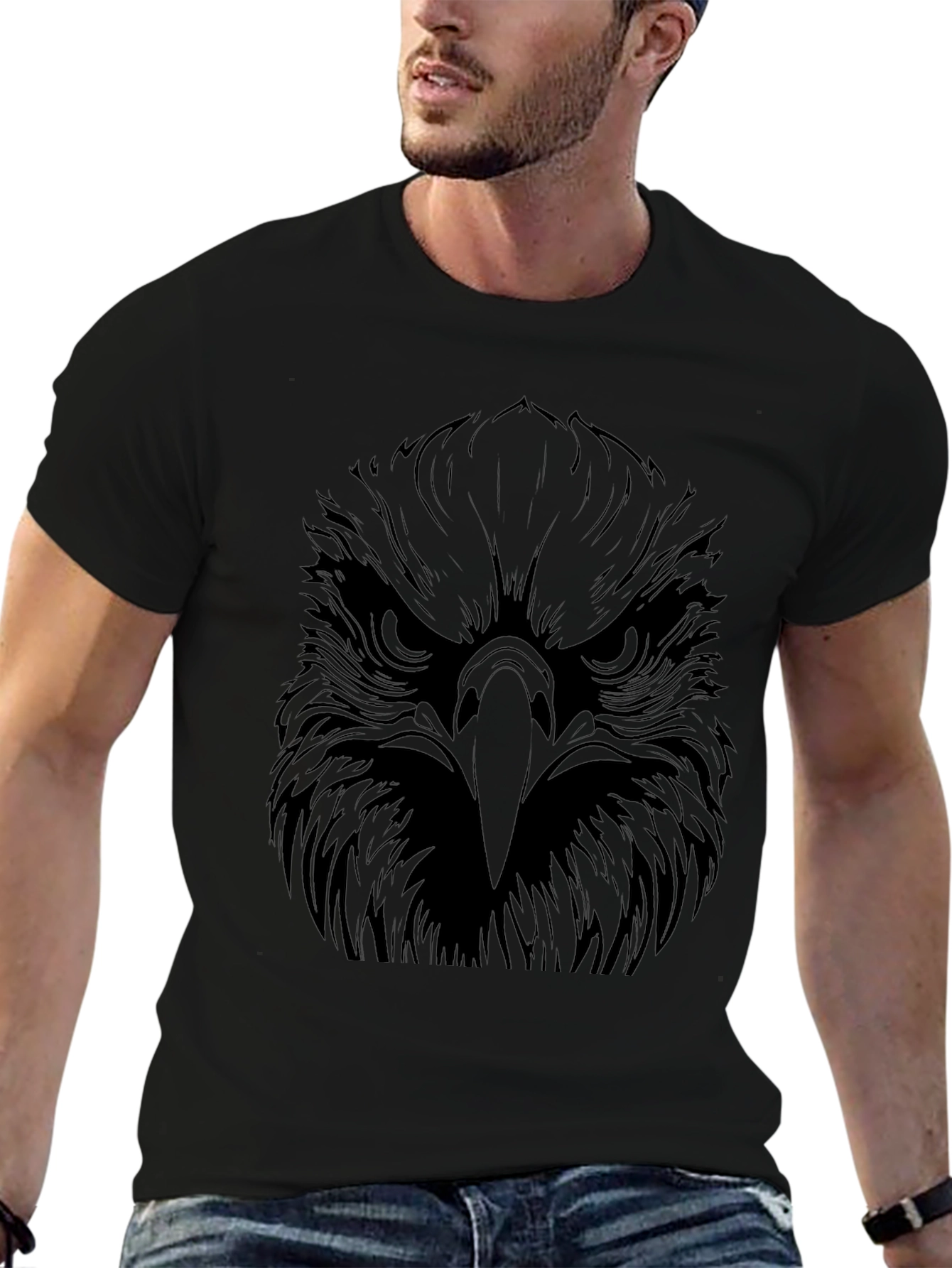 Mens Black Eagle Graphic T-Shirt