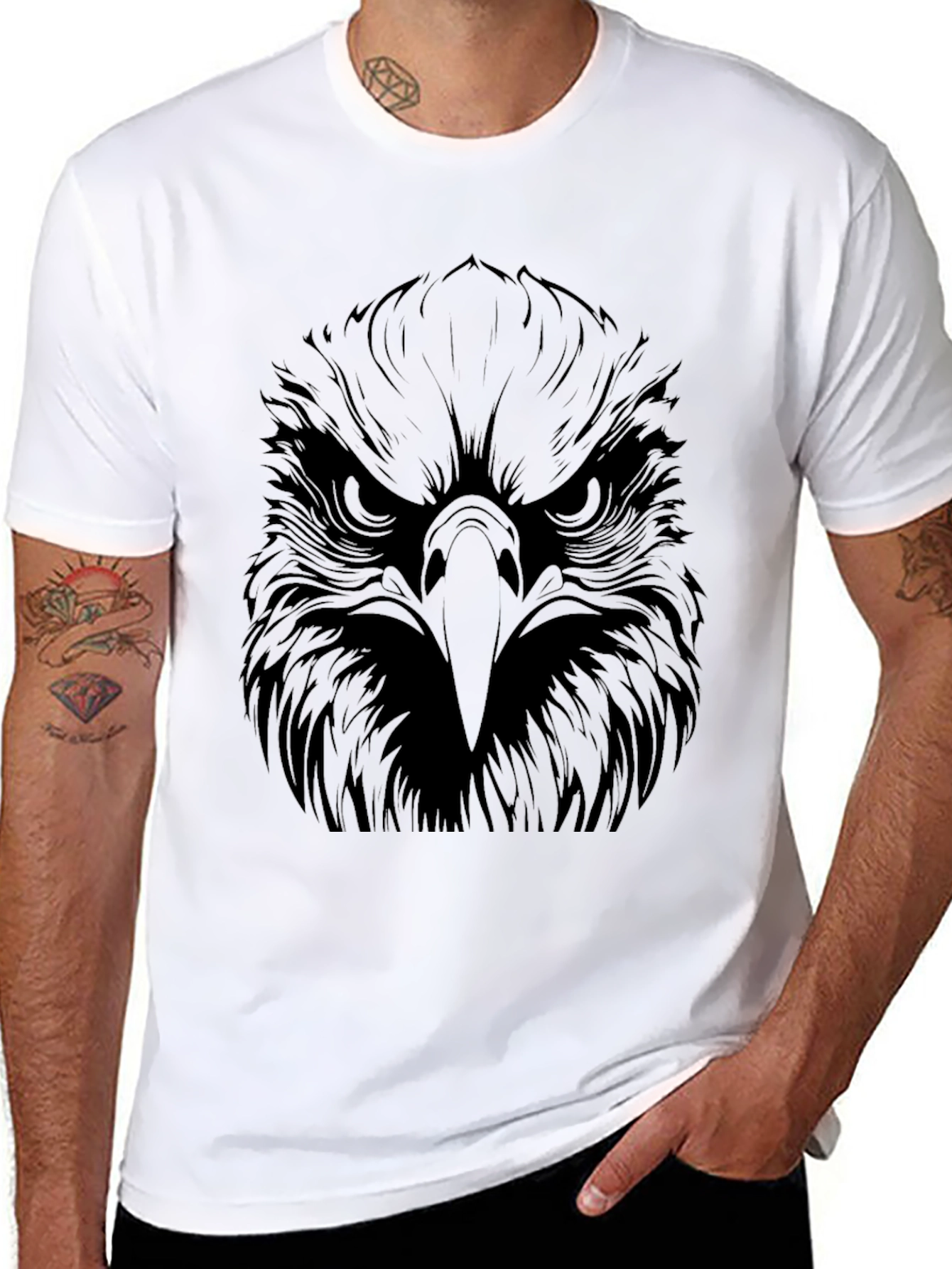 Mens Black Eagle Graphic T-Shirt
