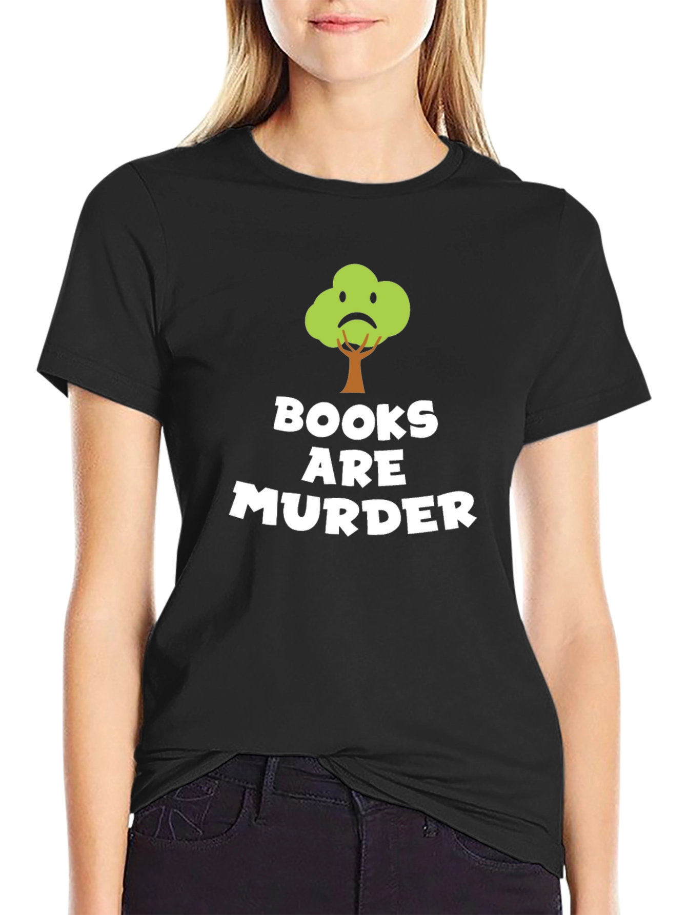 Books Are Murder Funny Tree T-Shirt