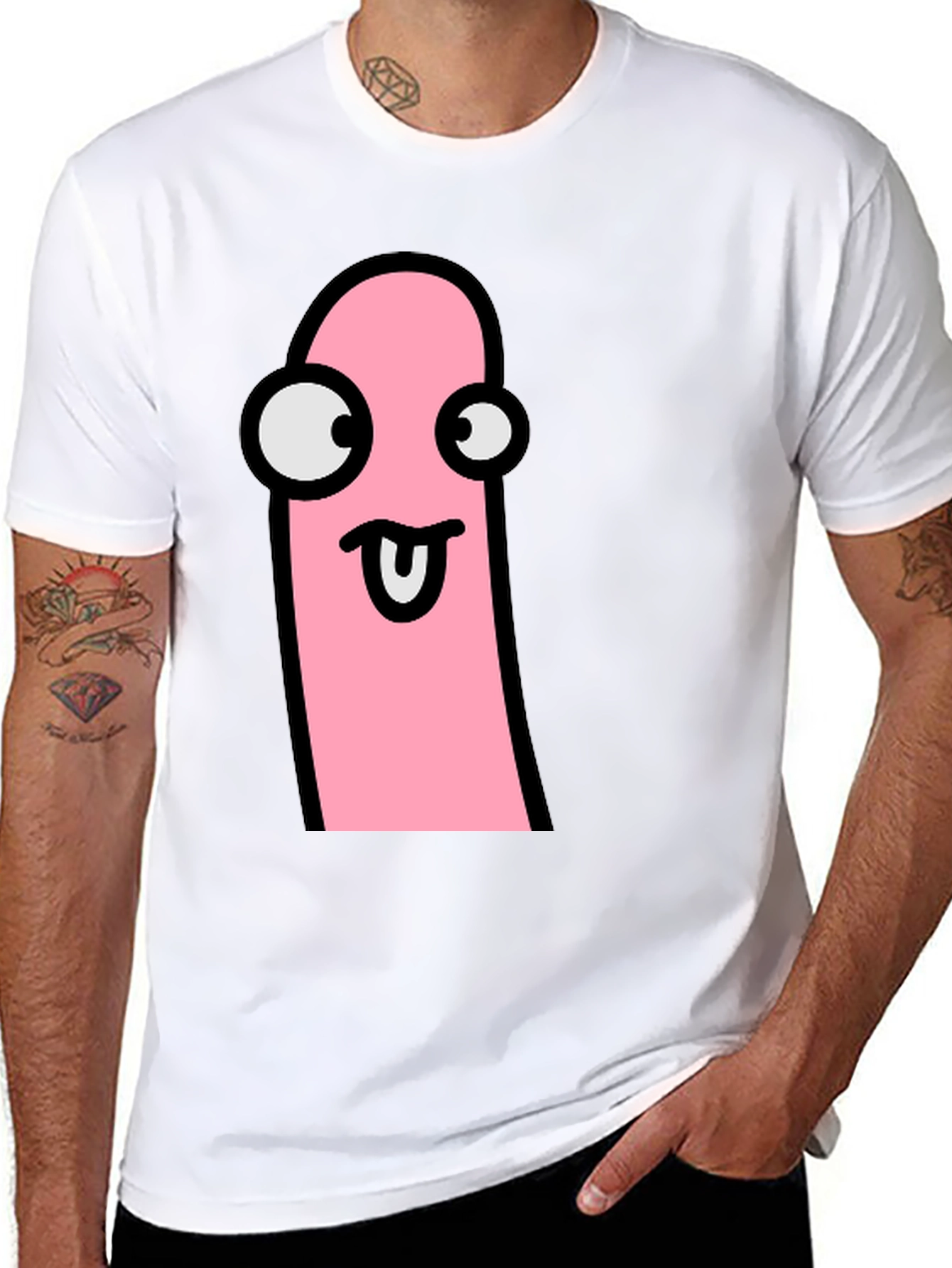 Funky Tongue Out Face Black T-Shirt