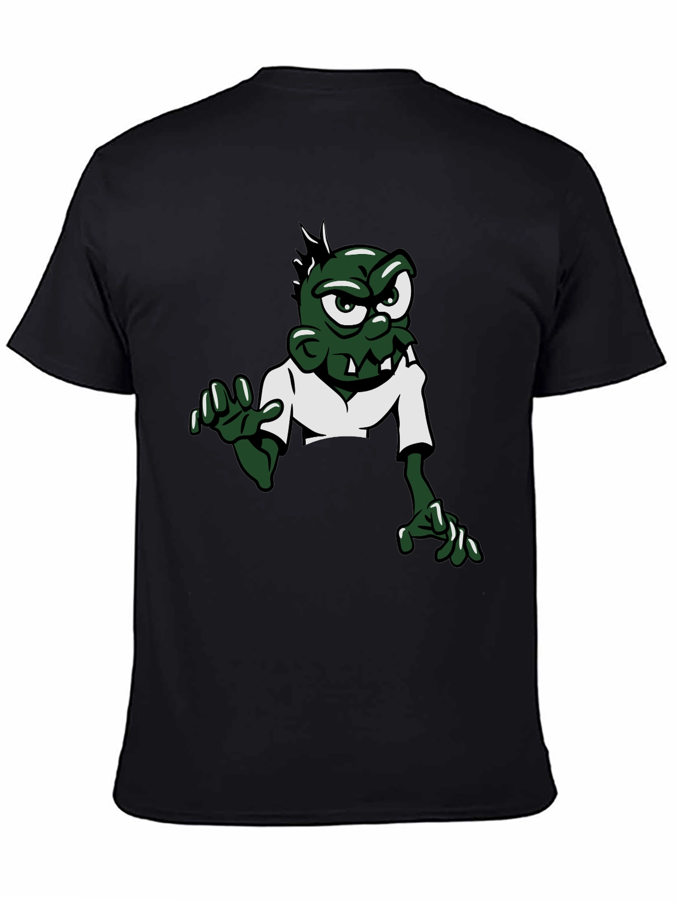 Cartoon Zombie Graphic Tee - Black Short Sleeve