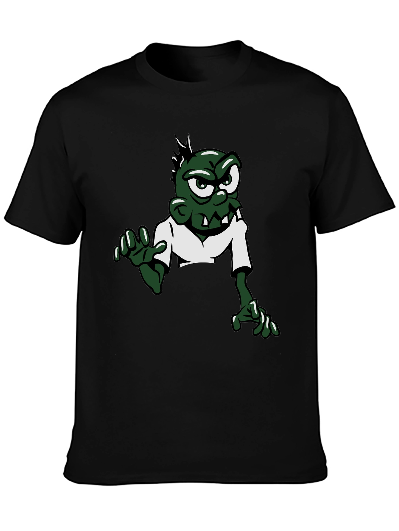 Cartoon Zombie Graphic Tee - Black Short Sleeve