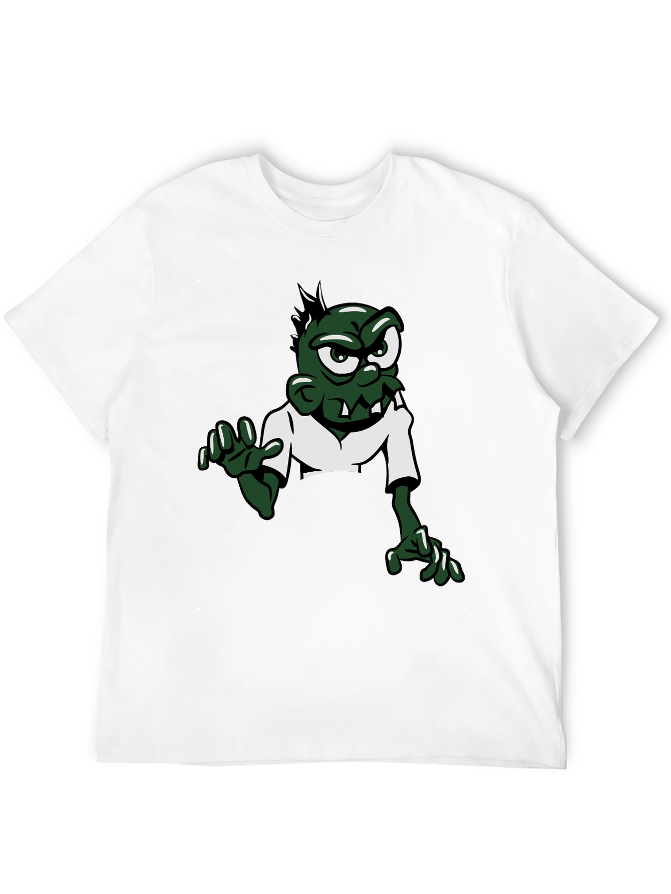 Cartoon Zombie Graphic Tee - Black Short Sleeve
