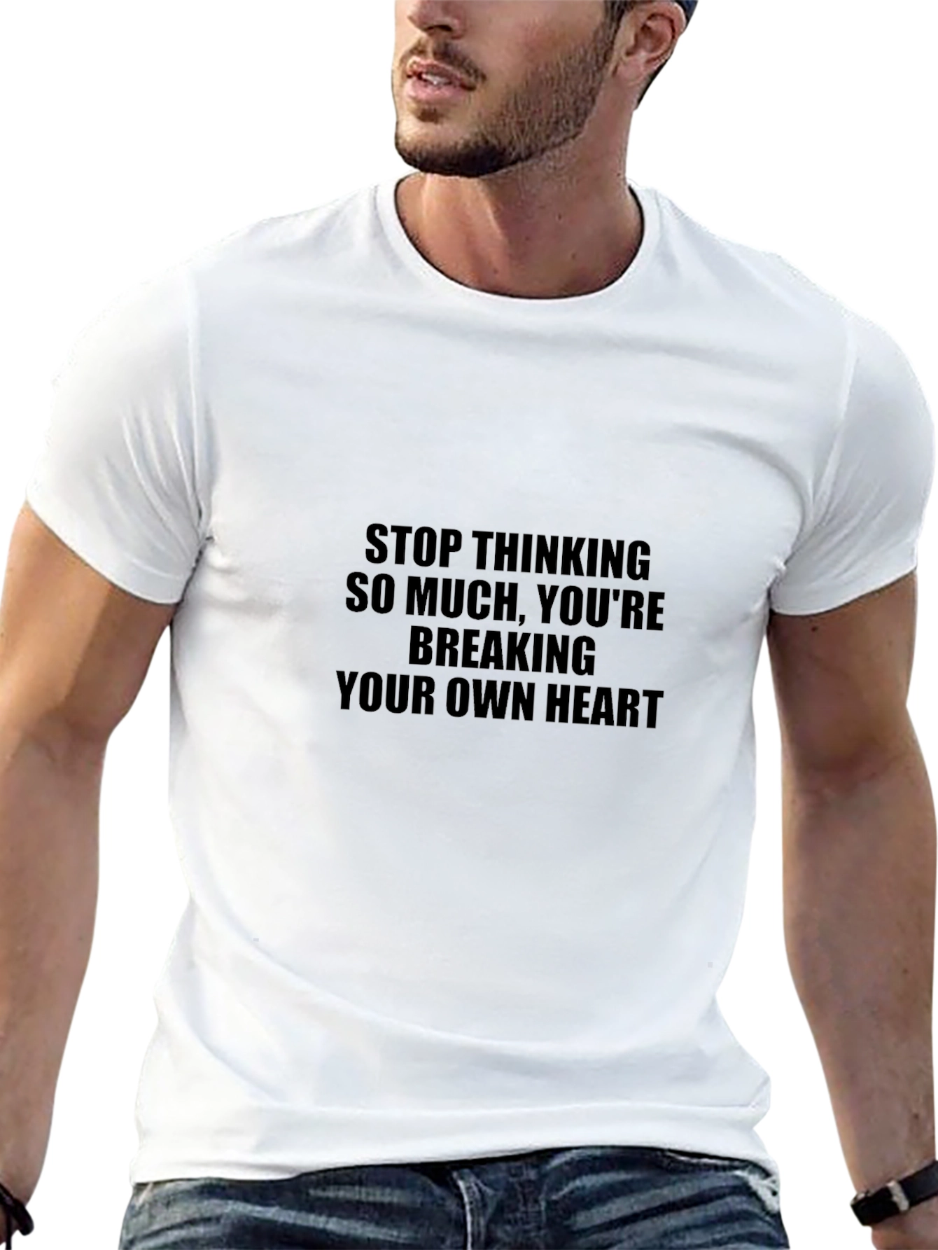 Contemplative Black Tee - Stop Thinking So Much