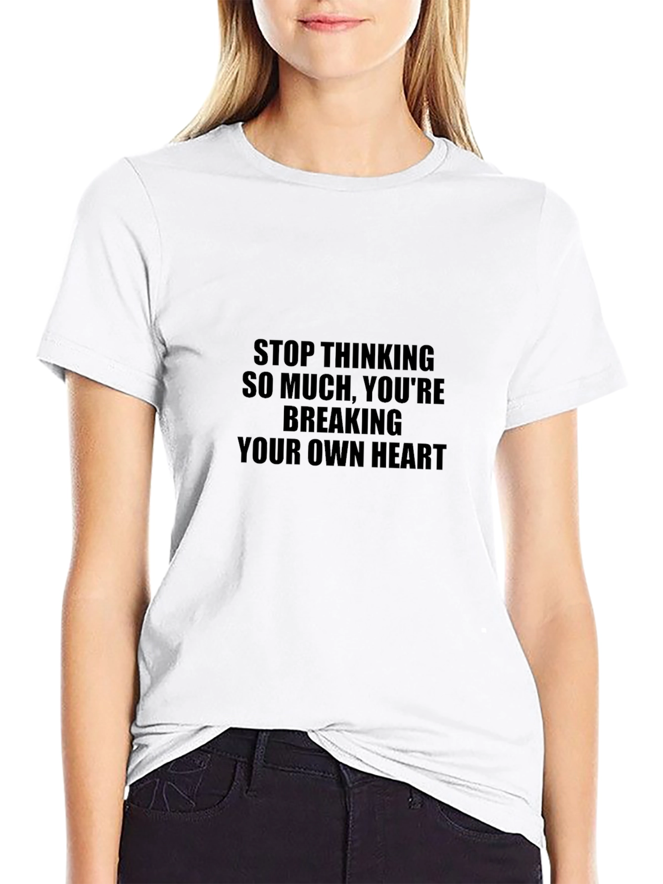 Contemplative Black Tee - Stop Thinking So Much